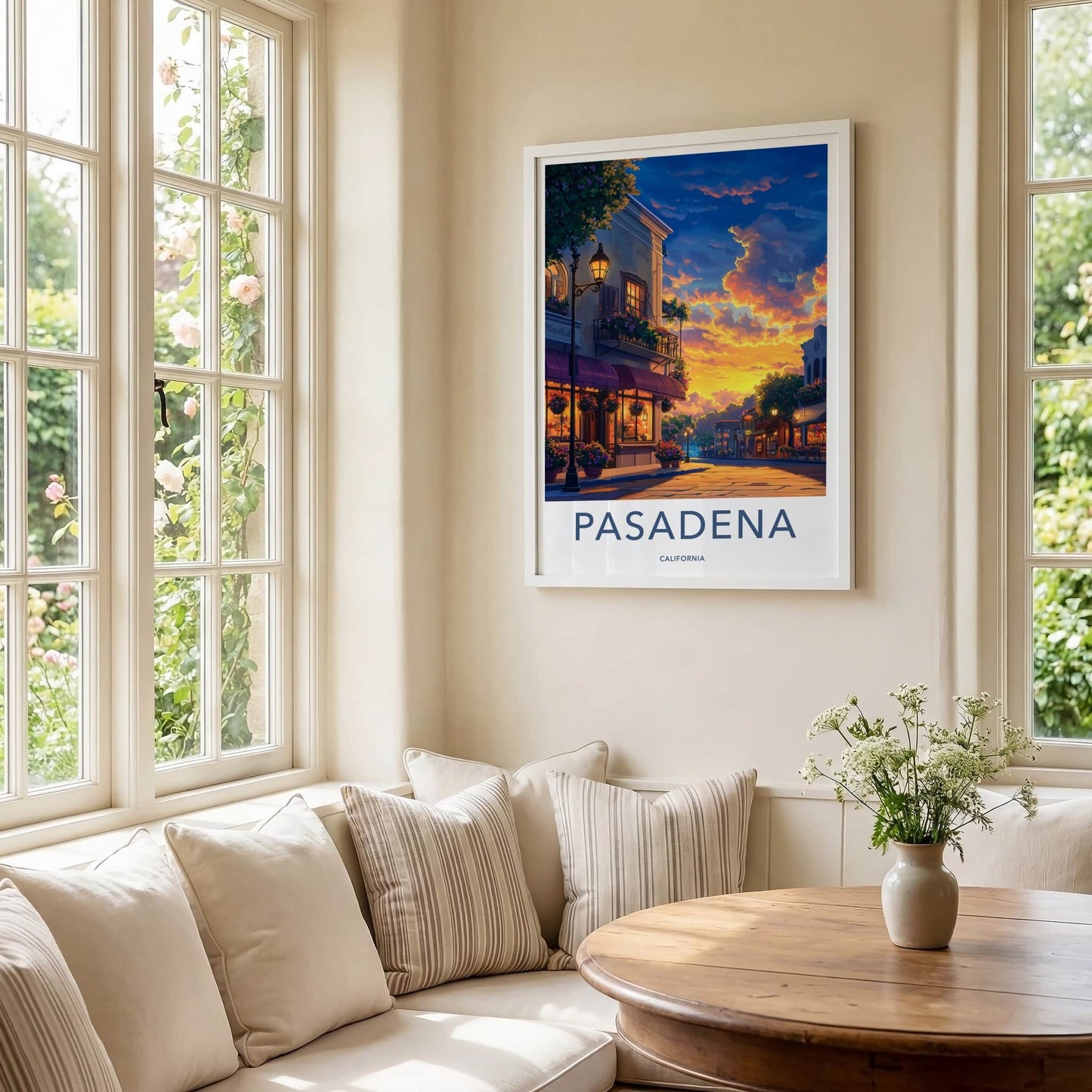 Pasadena Poster - California Travel Art - Golden Hour Street Home Decor