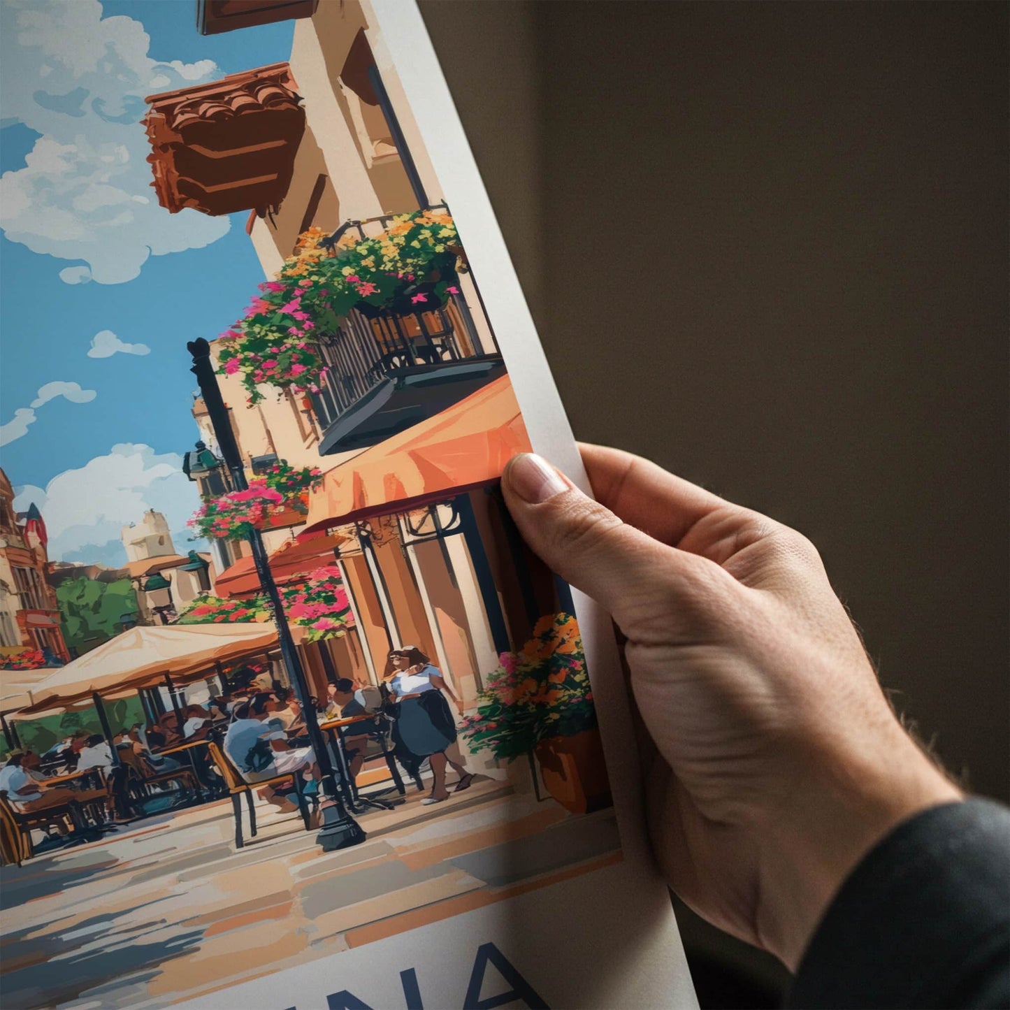 Pasadena Poster - California Travel Art - Lively Street Cafe Home Decor