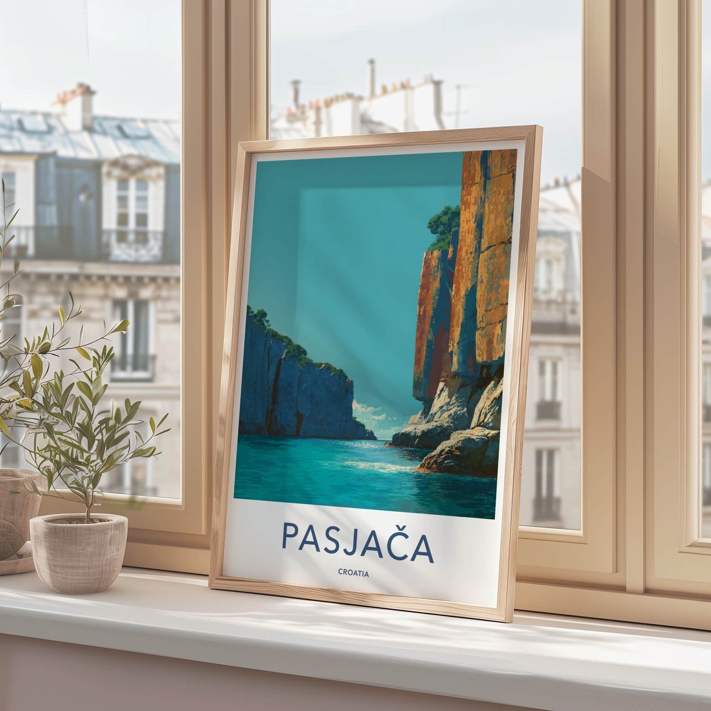 Pasjaca Poster - Croatia Travel Print - Azure Water Cliffs Home Decor