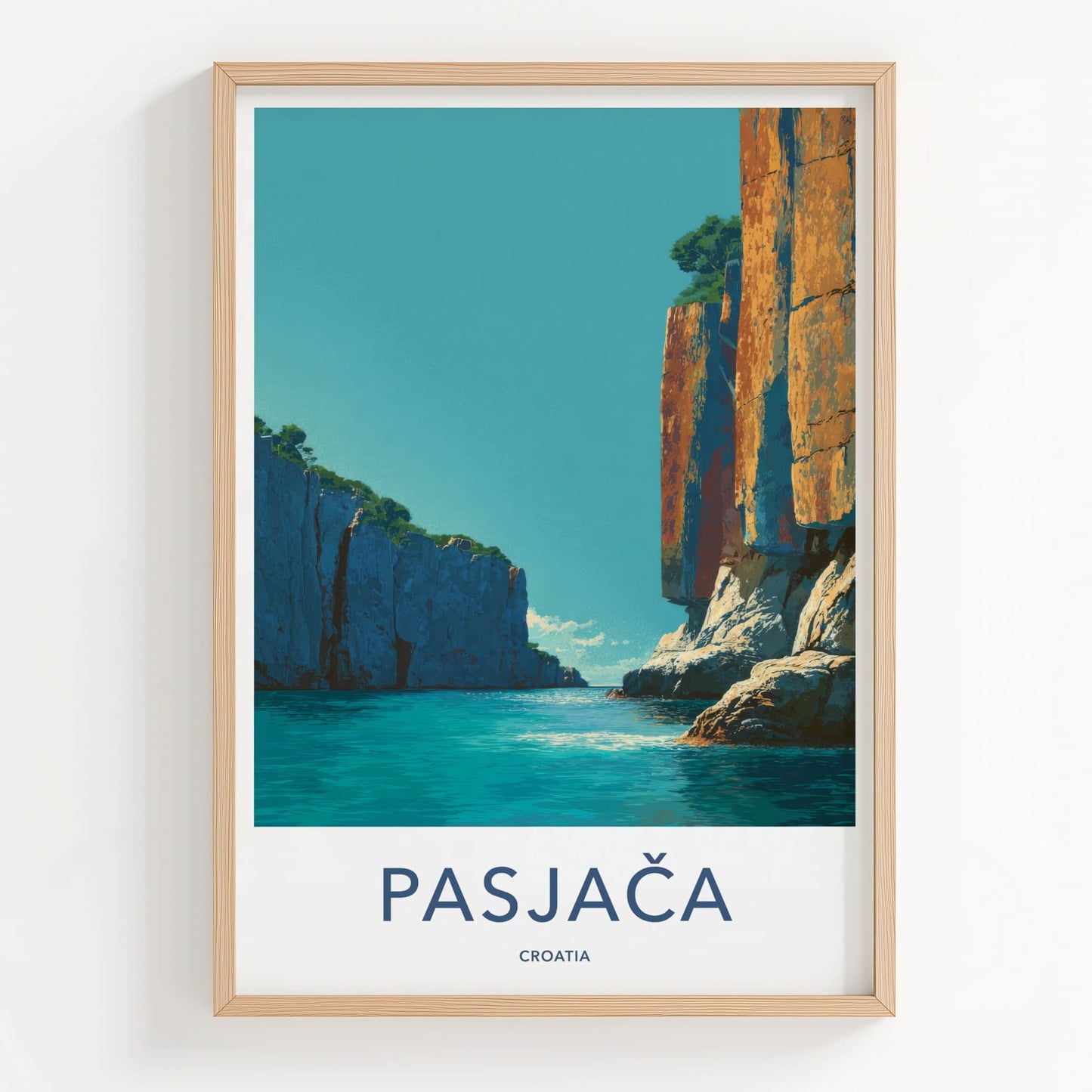 Pasjaca Poster - Croatia Travel Print - Azure Water Cliffs Home Decor