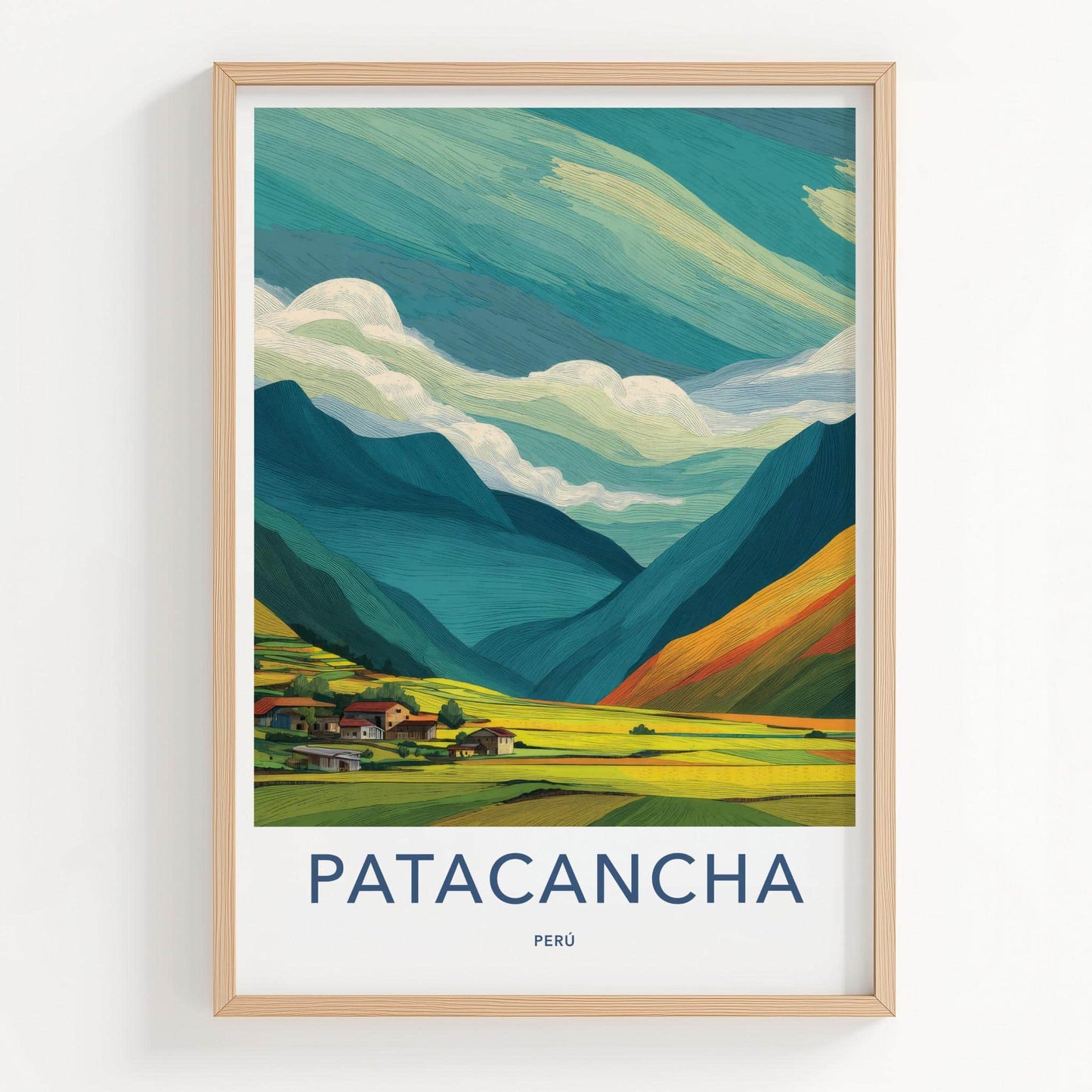 PATACANCHA Poster - Peru Travel Art - Mountain Valley Village Wall Decor