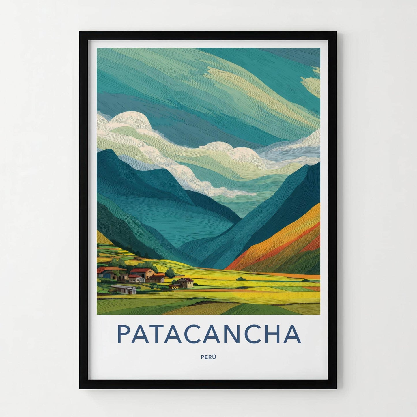 PATACANCHA Poster - Peru Travel Art - Mountain Valley Village Wall Decor