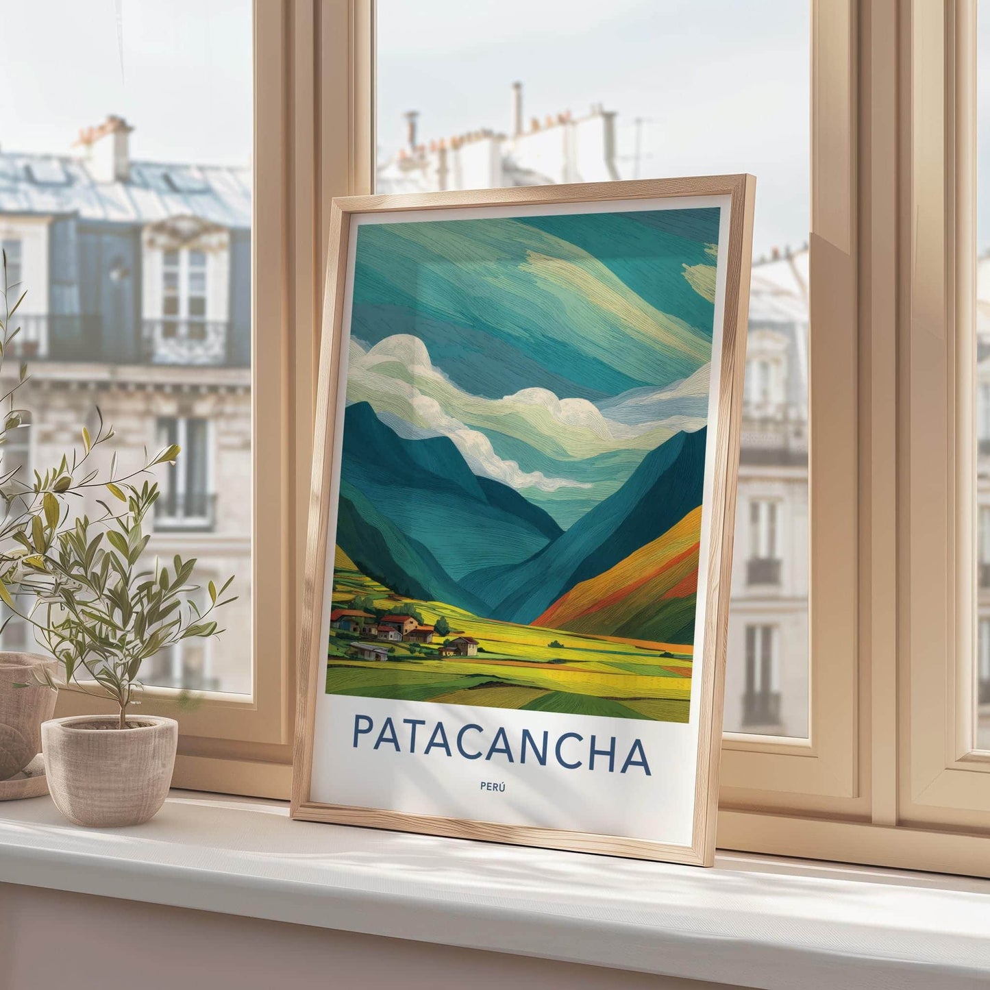PATACANCHA Poster - Peru Travel Art - Mountain Valley Village Wall Decor