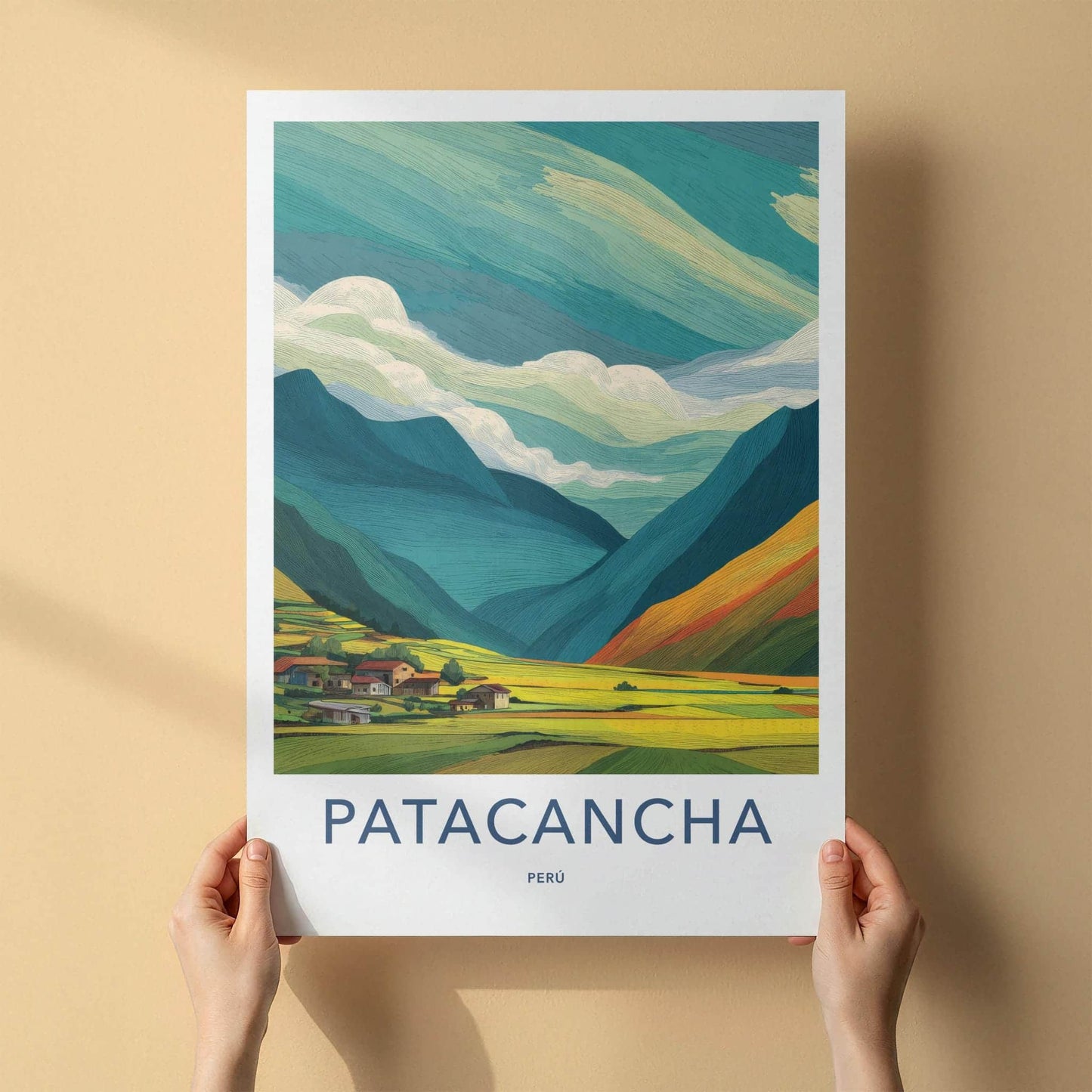 PATACANCHA Poster - Peru Travel Art - Mountain Valley Village Wall Decor