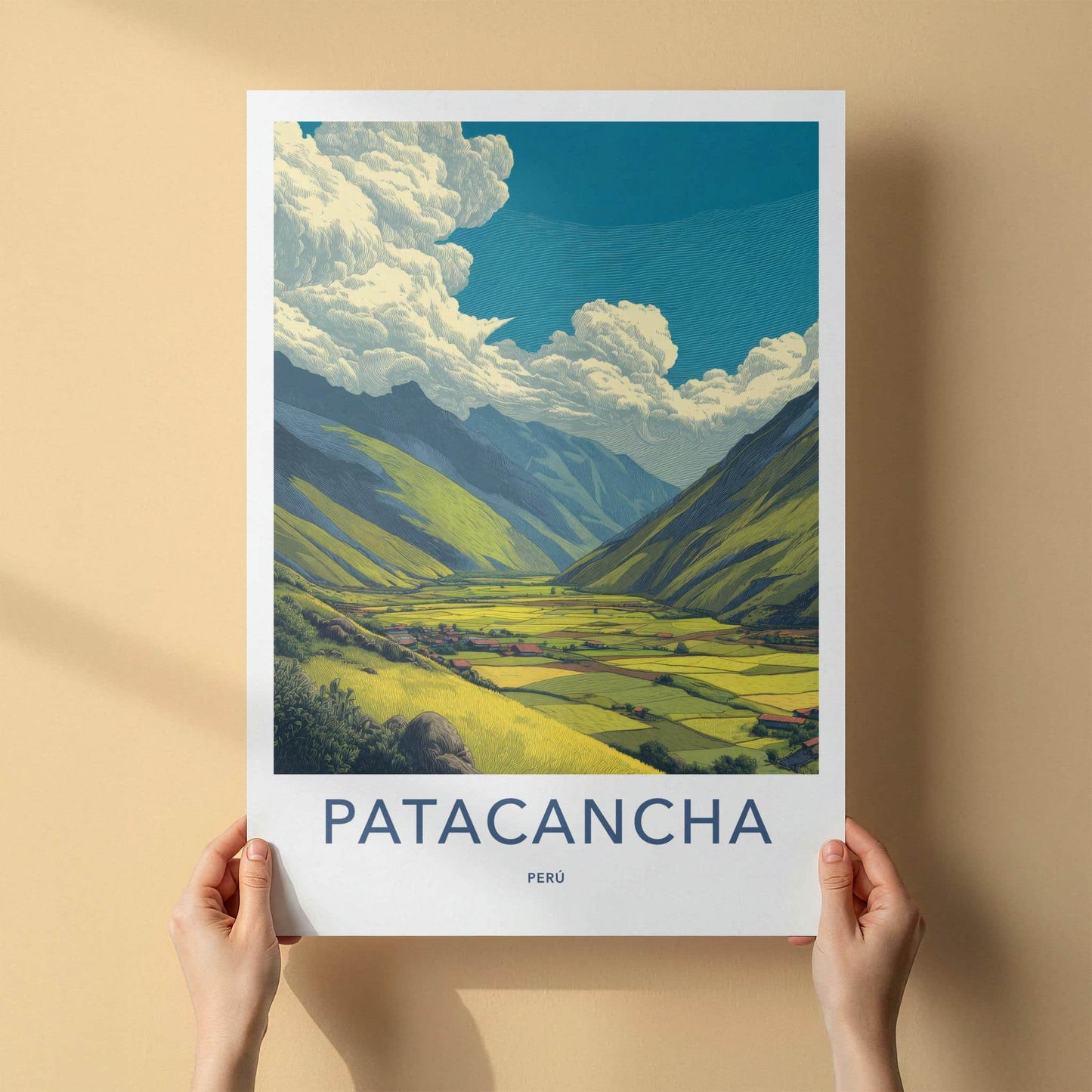 Patacancha Poster - Peru Travel Art - Vibrant Valley Scene Home Decor