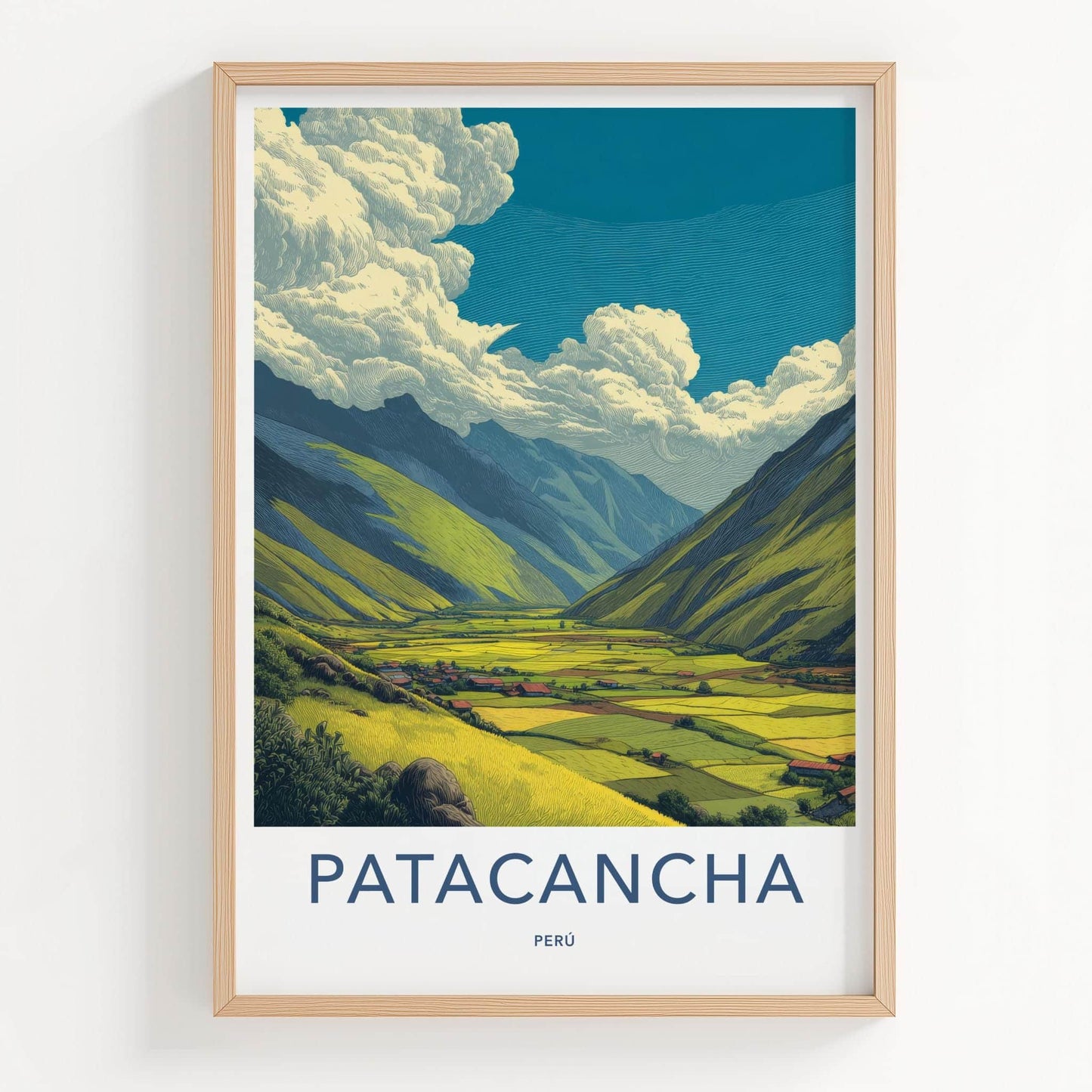 Patacancha Poster - Peru Travel Art - Vibrant Valley Scene Home Decor