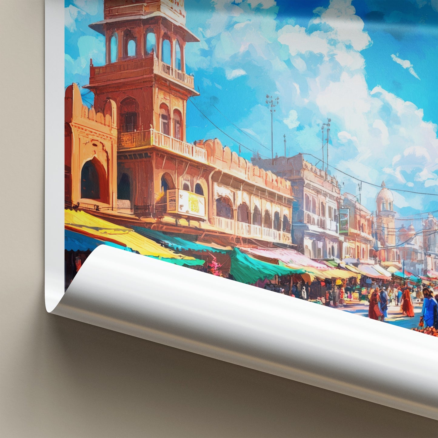 Patiala Poster - India Travel Art - Punjab Bustling Market Home Decor