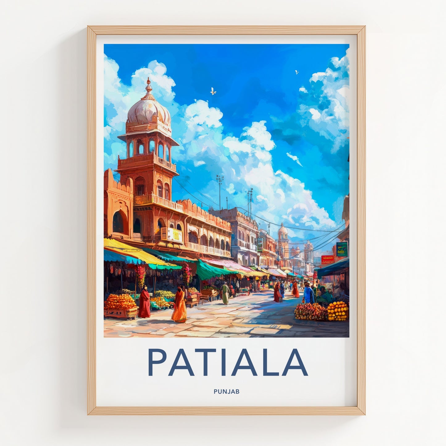 Patiala Poster - India Travel Art - Punjab Bustling Market Home Decor