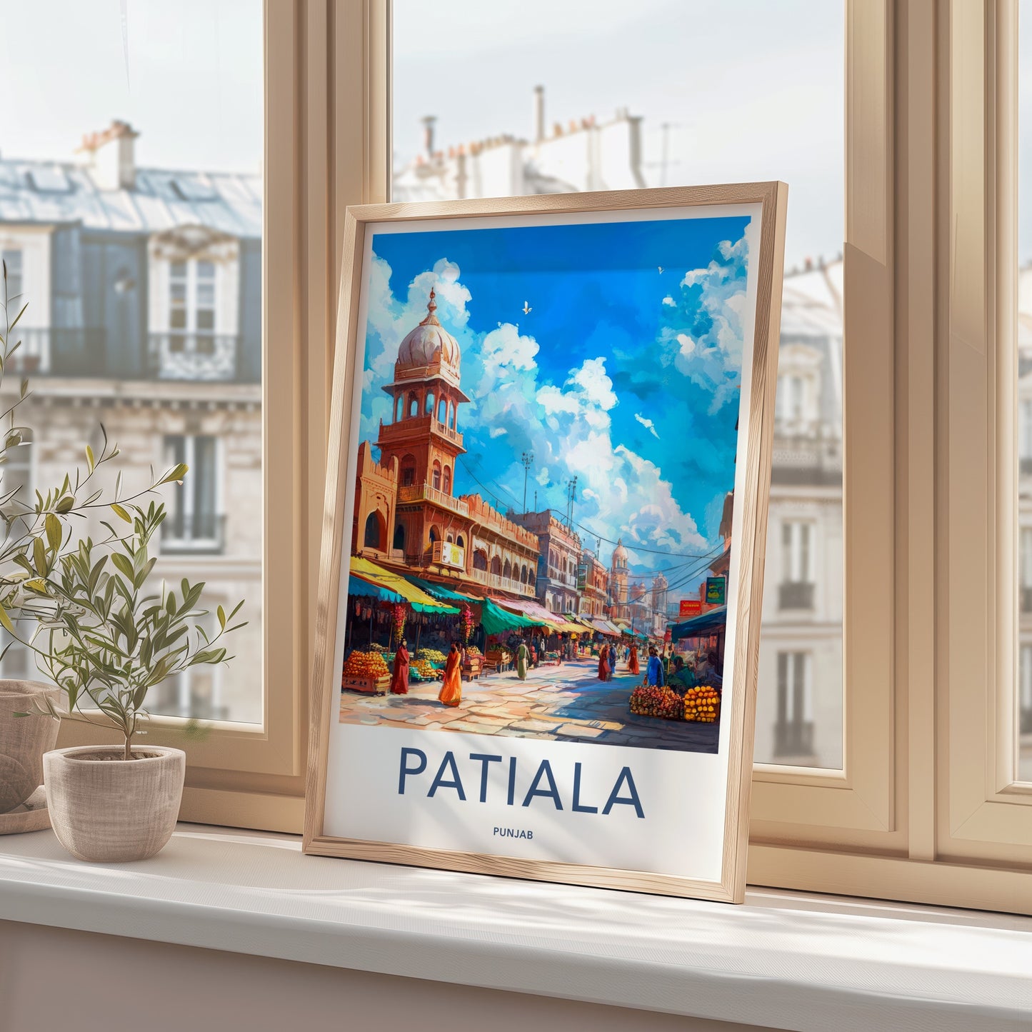 Patiala Poster - India Travel Art - Punjab Bustling Market Home Decor