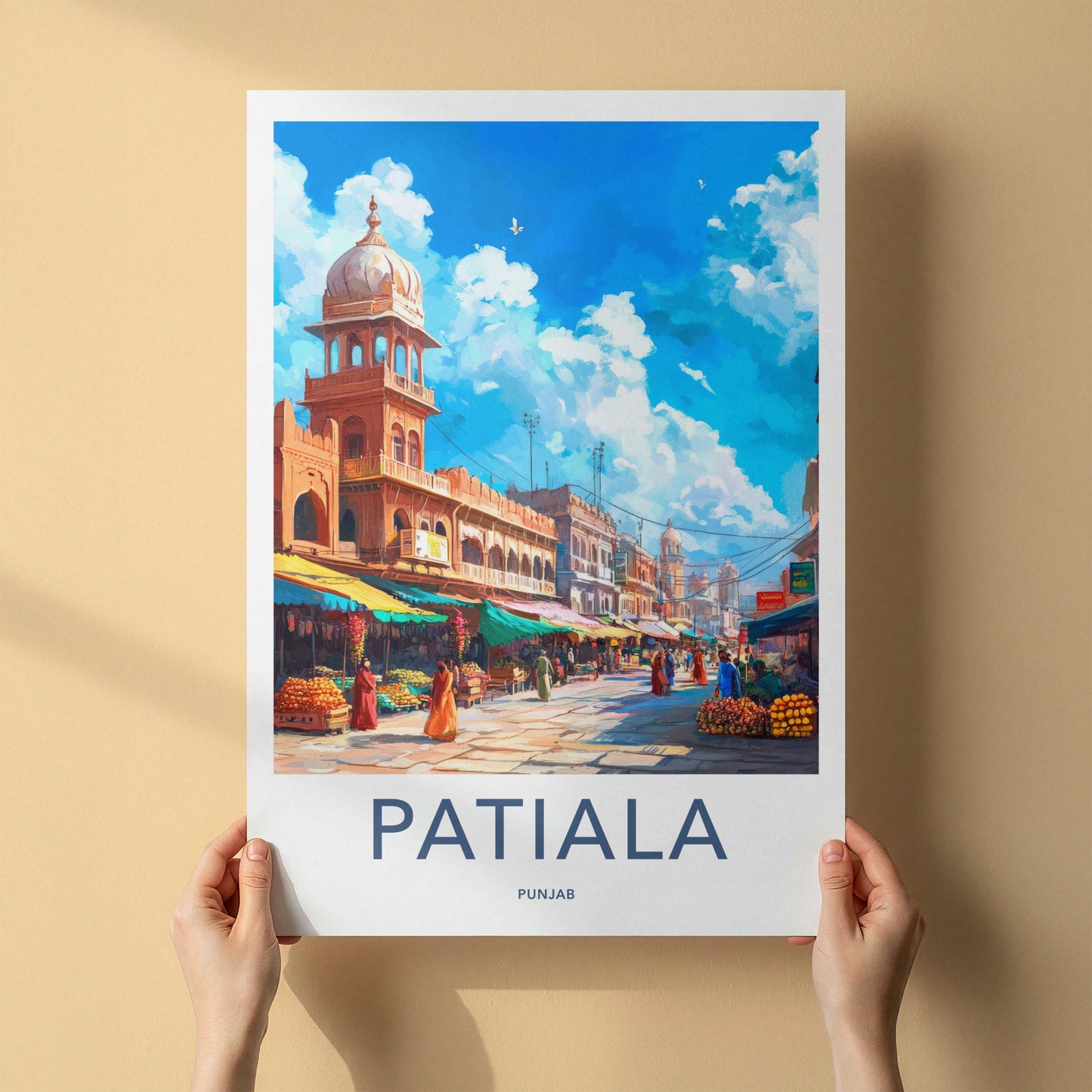 Patiala Poster - India Travel Art - Punjab Bustling Market Home Decor