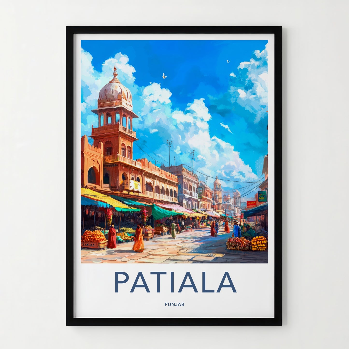 Patiala Poster - India Travel Art - Punjab Bustling Market Home Decor