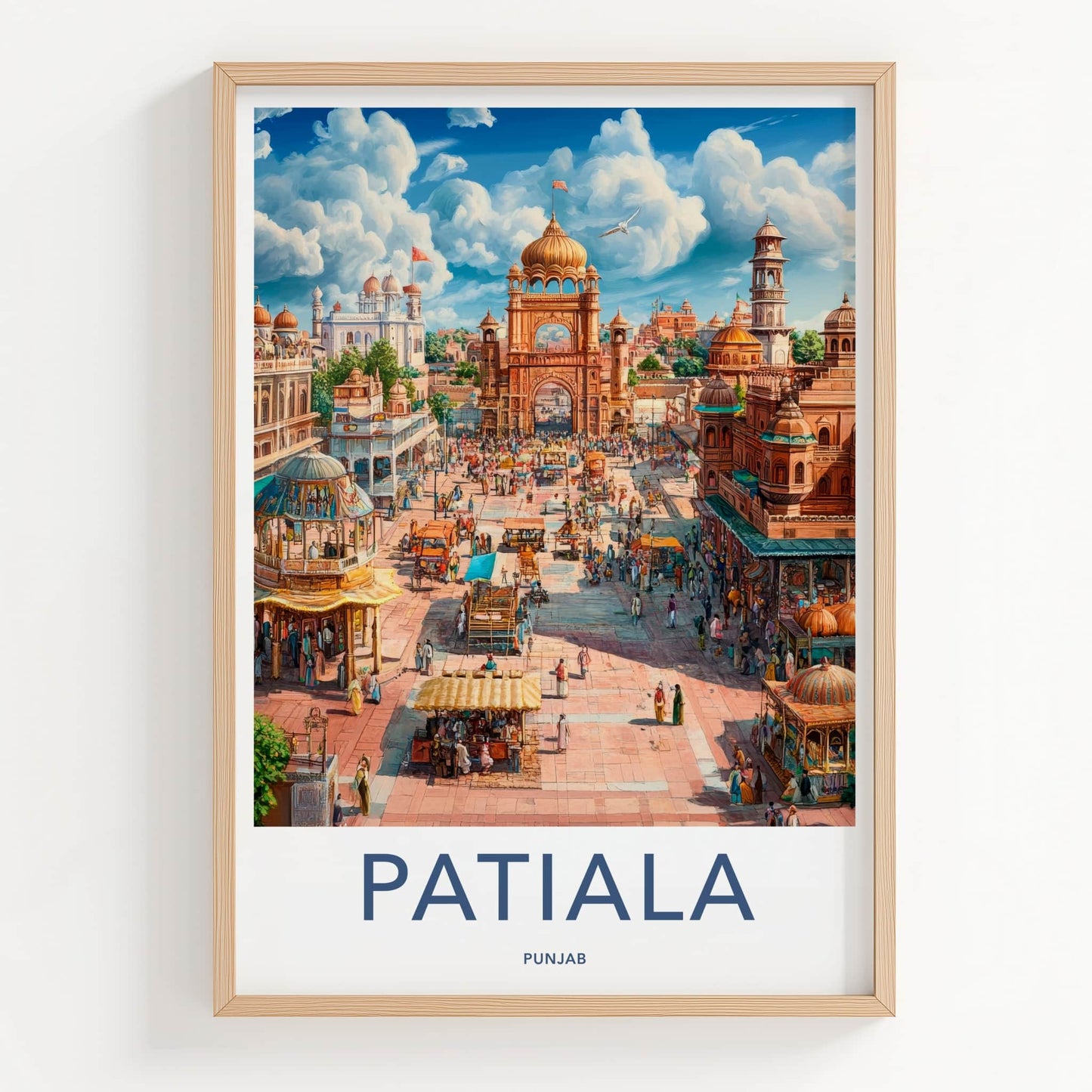 Patiala Poster - India Travel Art - Punjab Bustling Market Square Home Decor