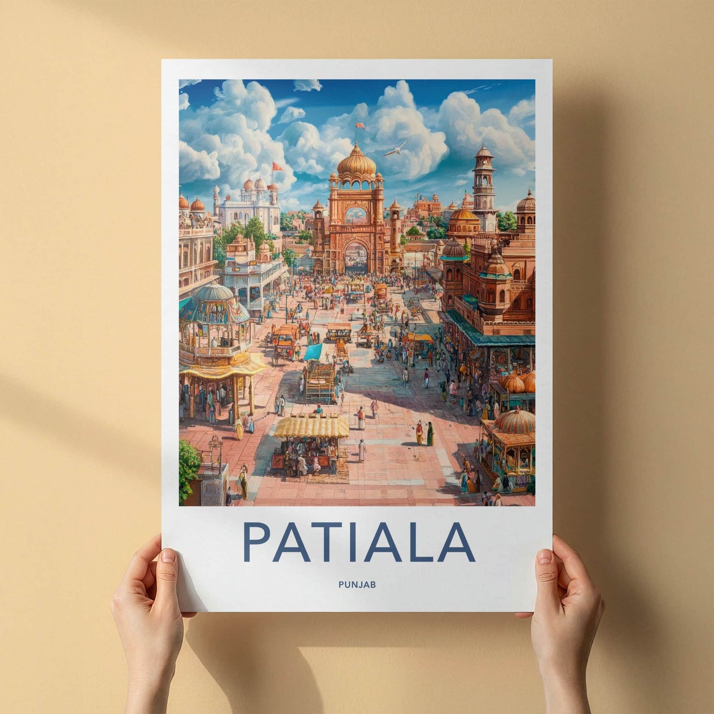 Patiala Poster - India Travel Art - Punjab Bustling Market Square Home Decor