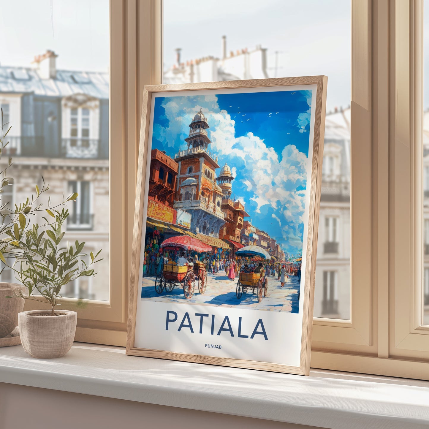 Patiala Poster - India Travel Art - Punjab Bustling Market Street Home Decor