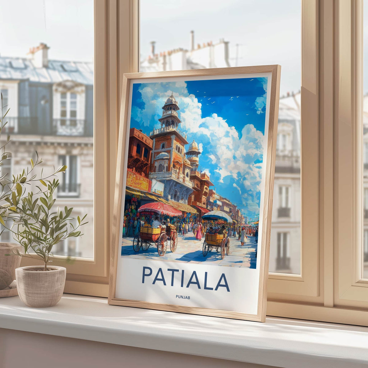 Patiala Poster - India Travel Art - Punjab Bustling Market Street Home Decor