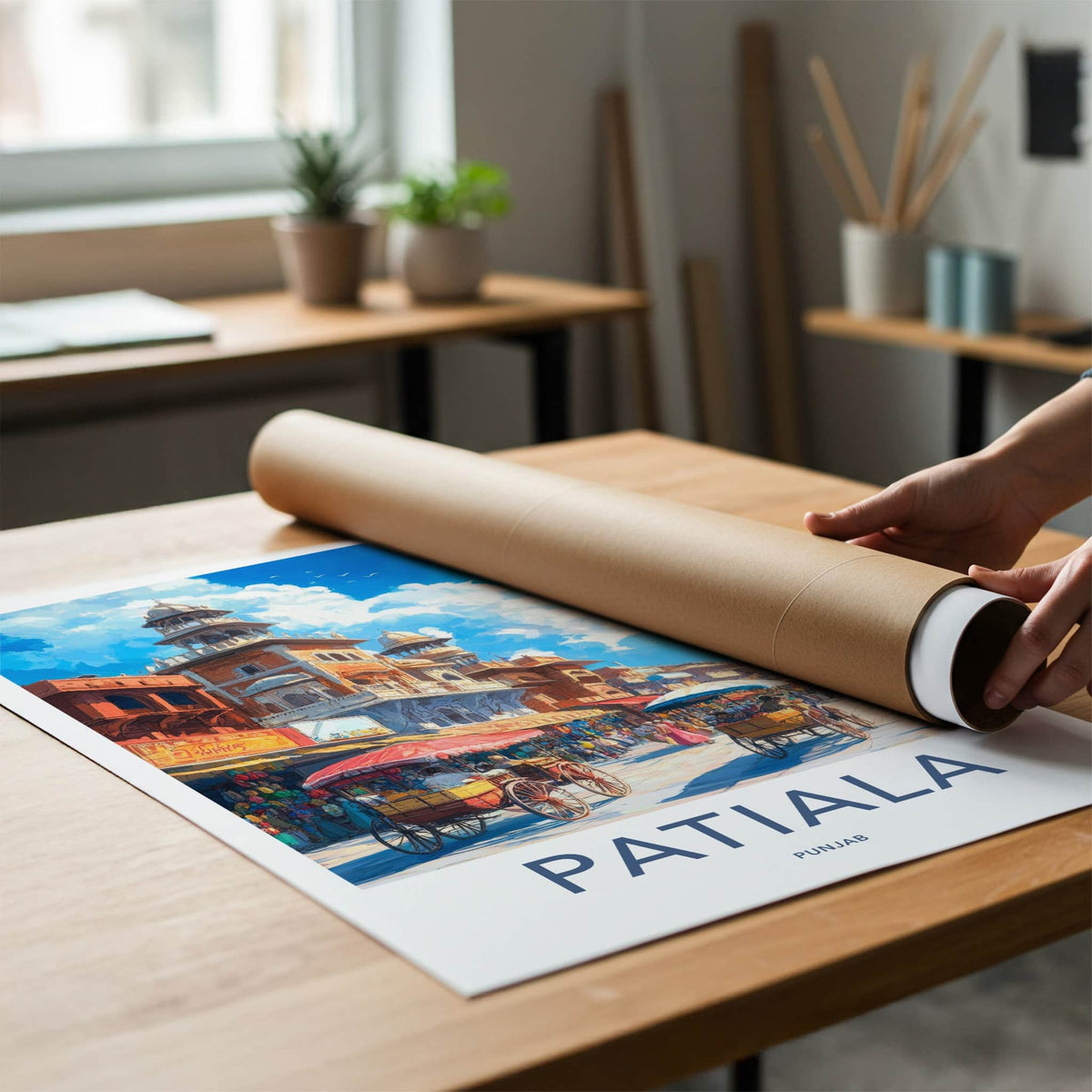 Patiala Poster - India Travel Art - Punjab Bustling Market Street Home Decor