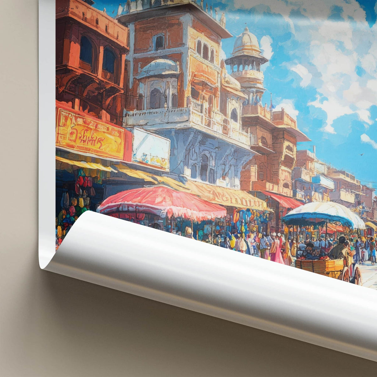 Patiala Poster - India Travel Art - Punjab Bustling Market Street Home Decor