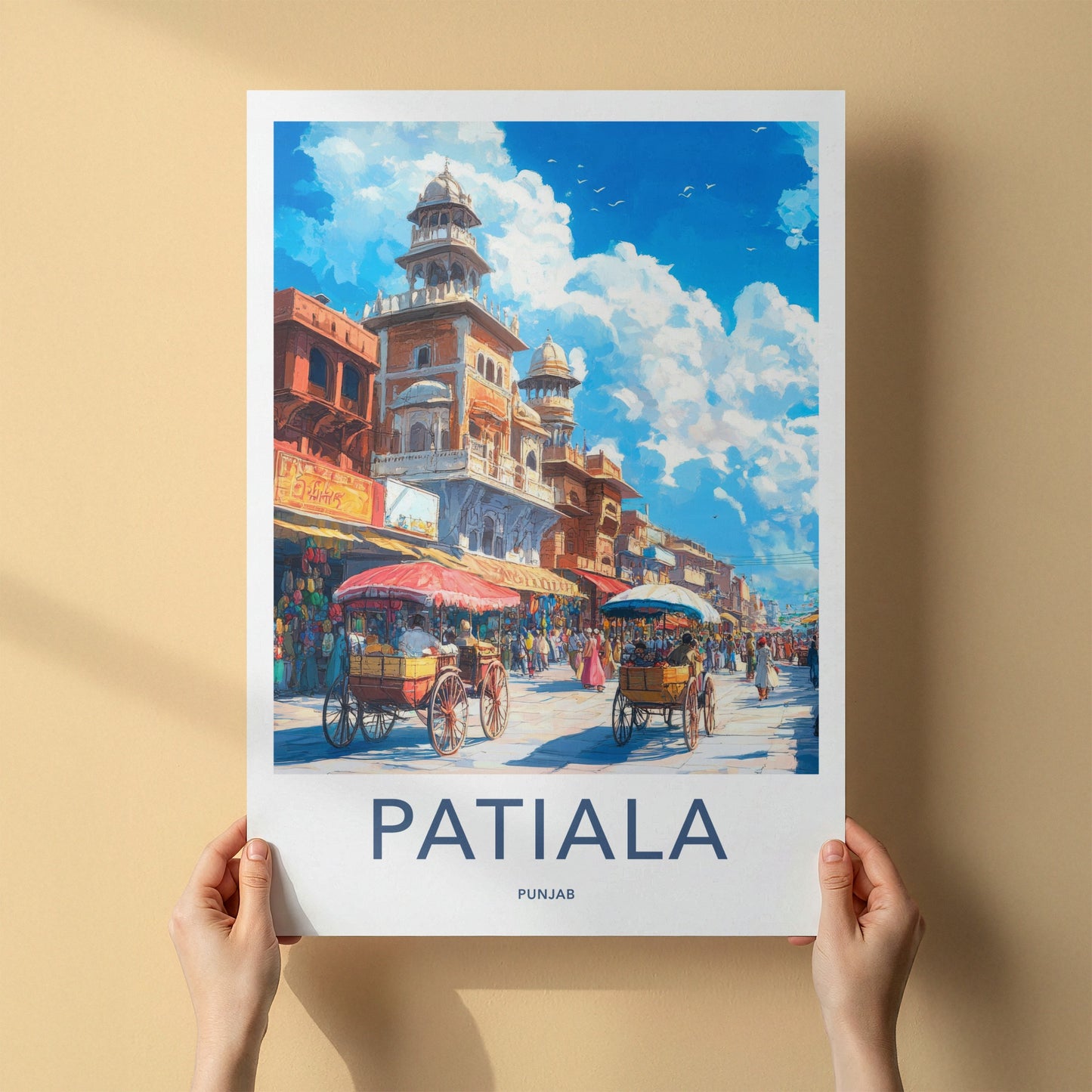 Patiala Poster - India Travel Art - Punjab Bustling Market Street Home Decor
