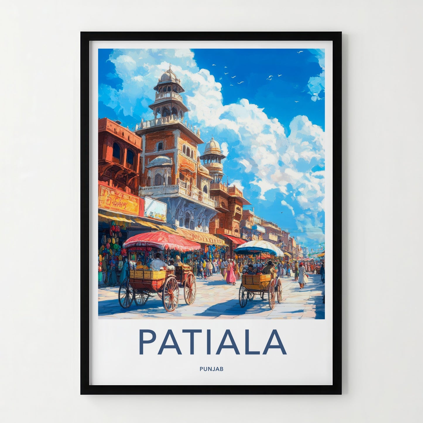 Patiala Poster - India Travel Art - Punjab Bustling Market Street Home Decor