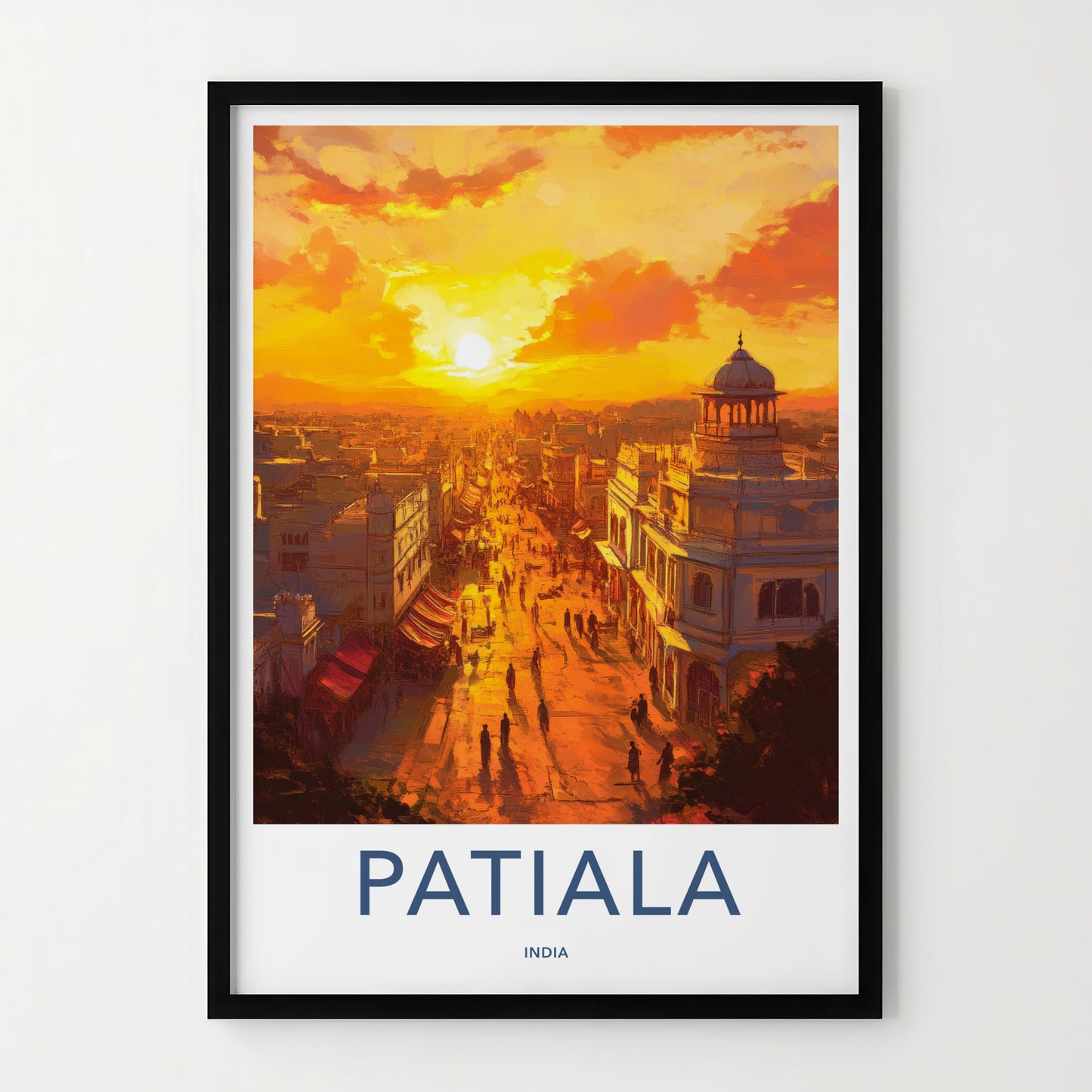 Patiala Poster - India Travel Art - Punjab Golden City Street Home Decor