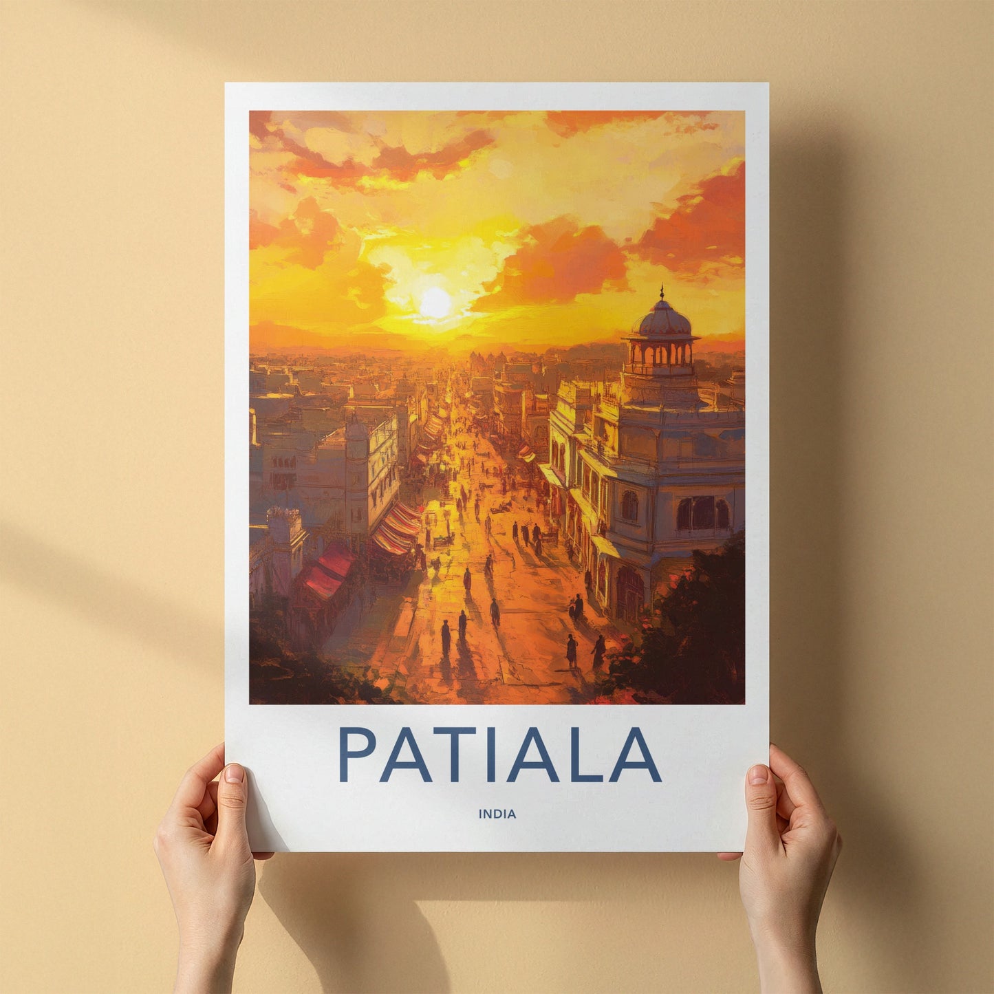 Patiala Poster - India Travel Art - Punjab Golden City Street Home Decor