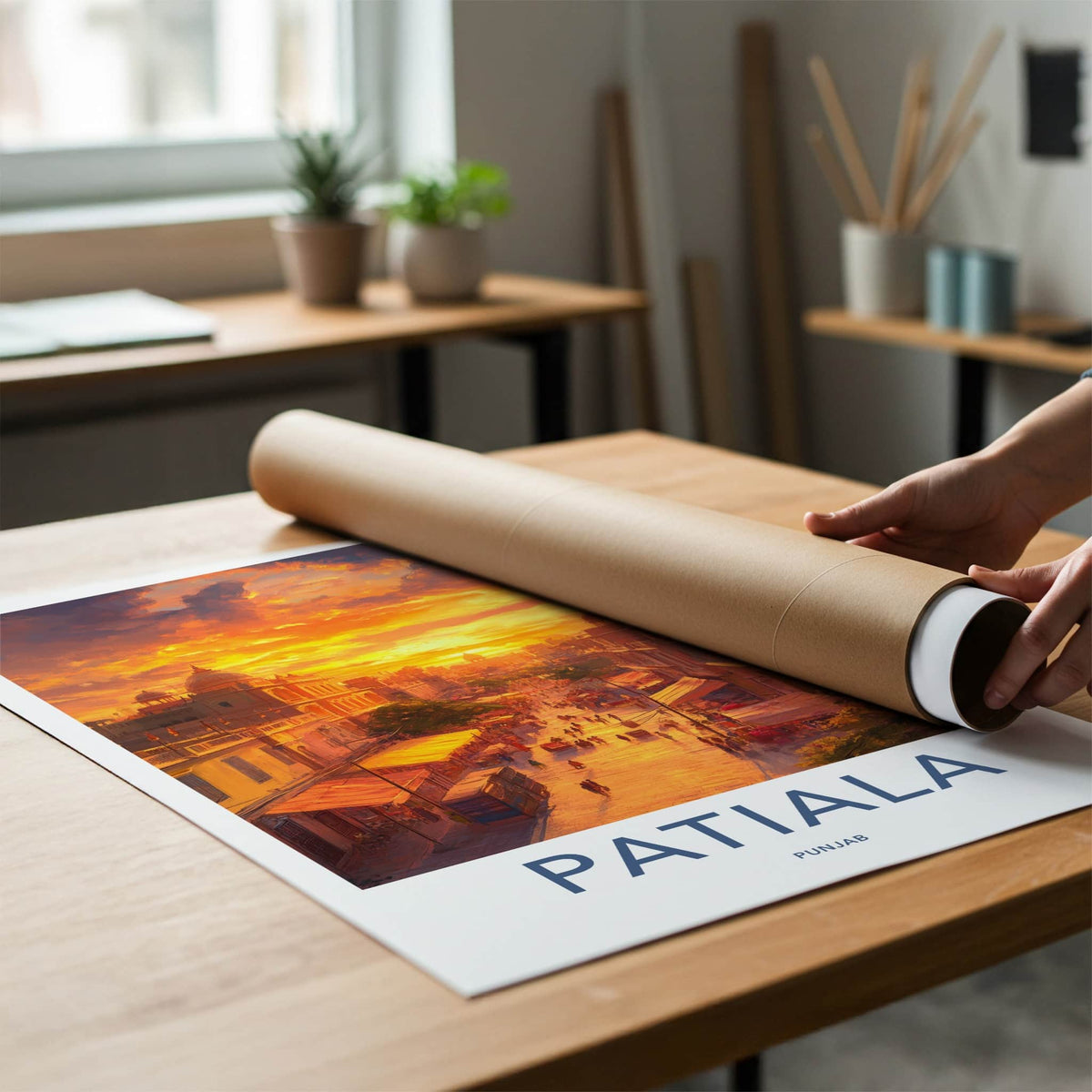 Patiala Poster - India Travel Art - Punjab Street Sunset Home Decor