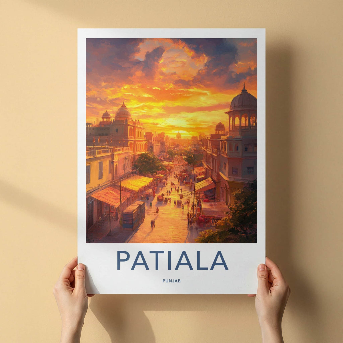 Patiala Poster - India Travel Art - Punjab Street Sunset Home Decor