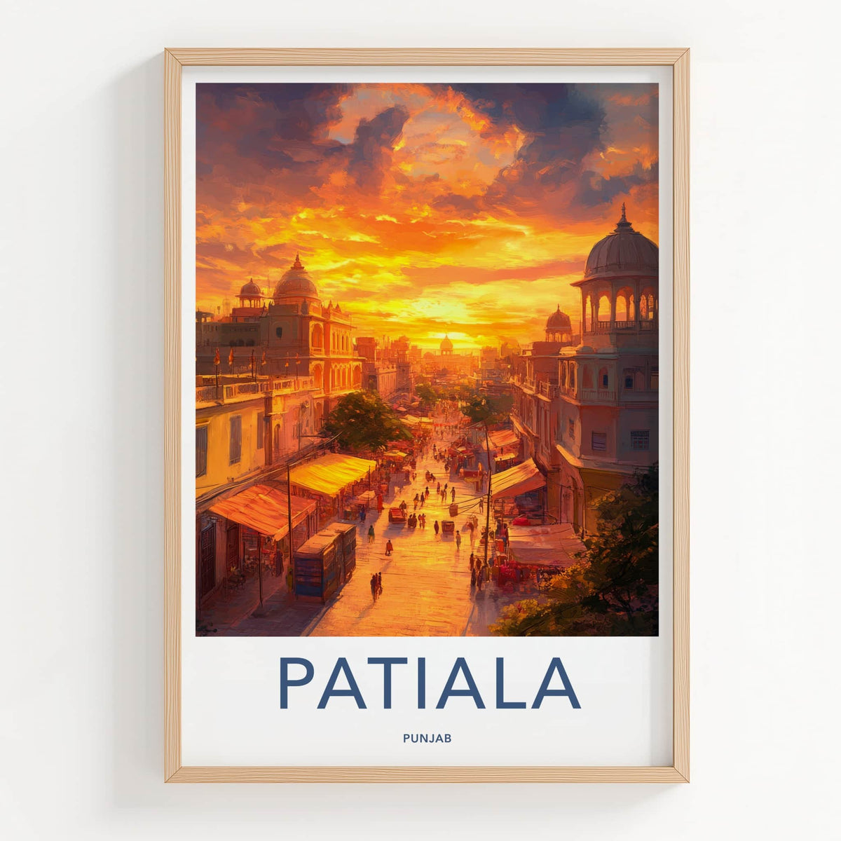 Patiala Poster - India Travel Art - Punjab Street Sunset Home Decor