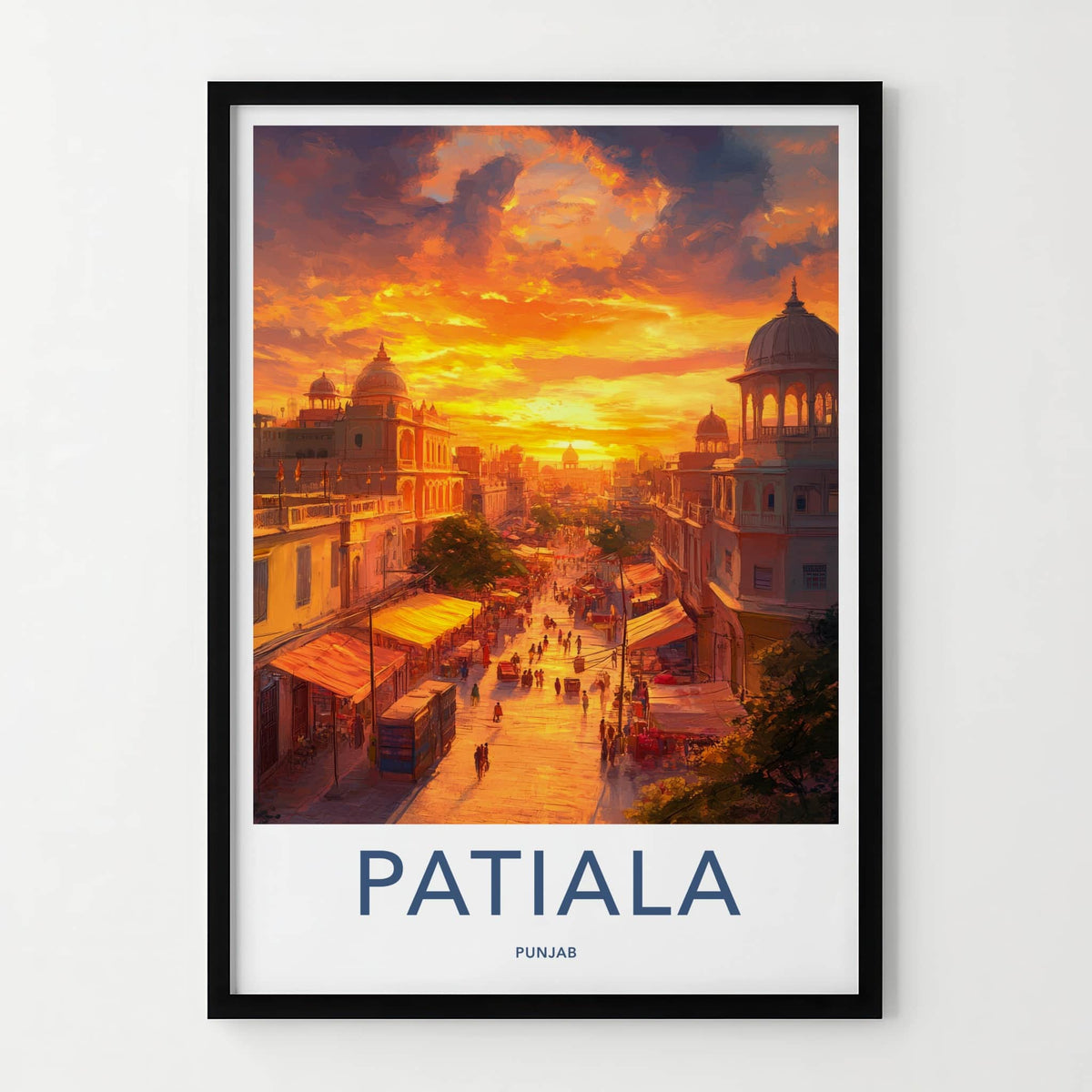 Patiala Poster - India Travel Art - Punjab Street Sunset Home Decor