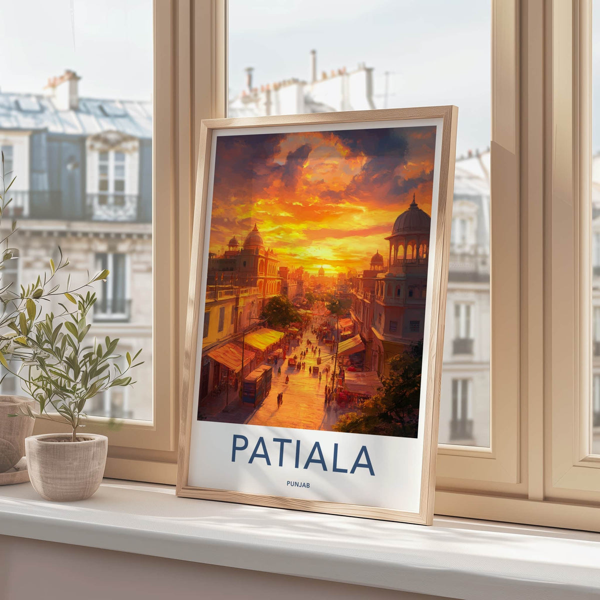 Patiala Poster - India Travel Art - Punjab Street Sunset Home Decor