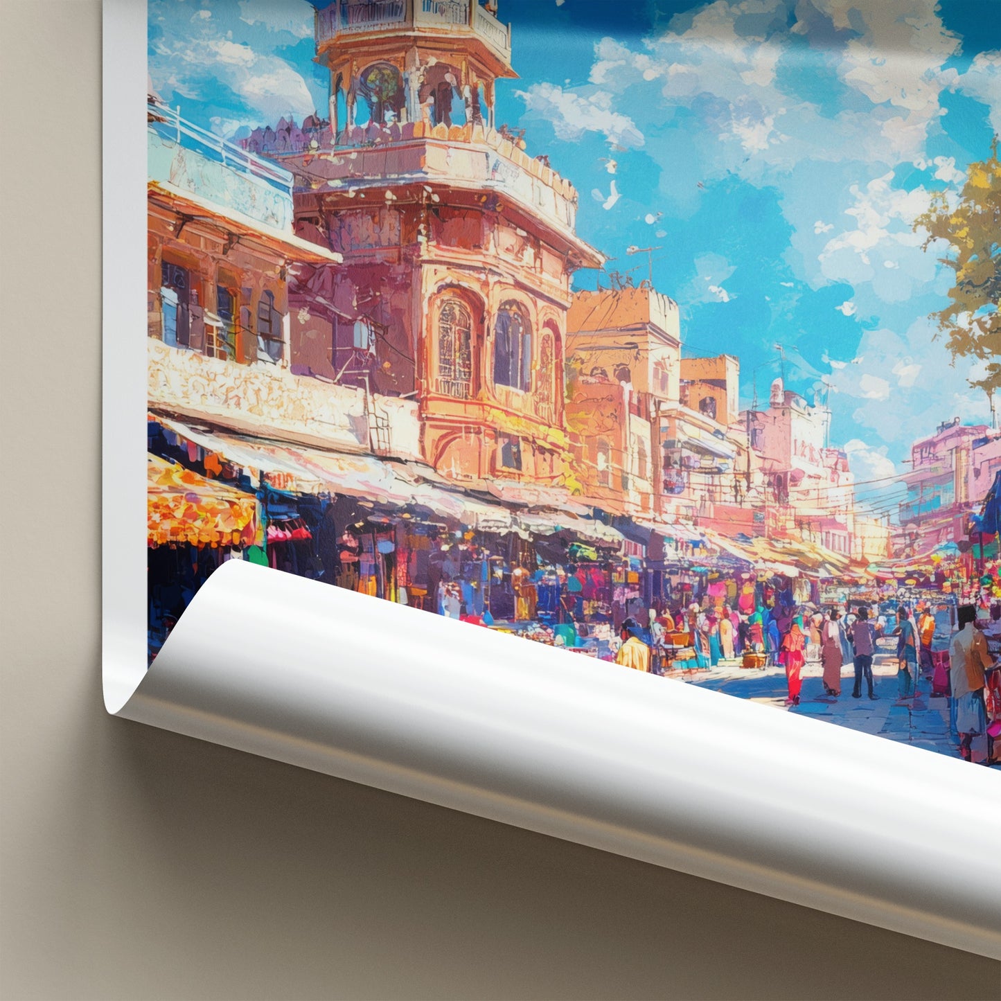 Patiala Poster - India Travel Art - Punjab Vibrant Bazaar Scene Home Decor
