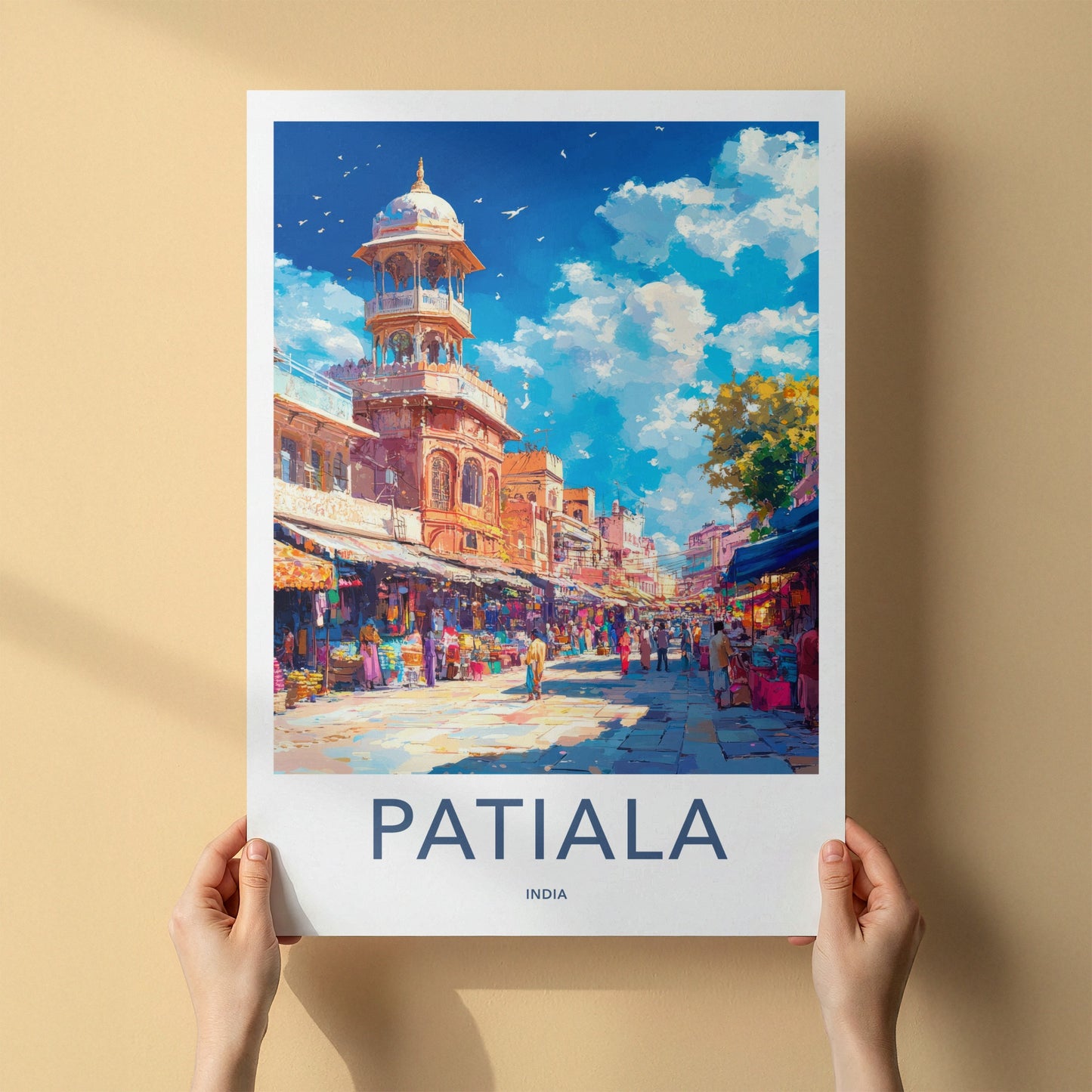 Patiala Poster - India Travel Art - Punjab Vibrant Bazaar Scene Home Decor