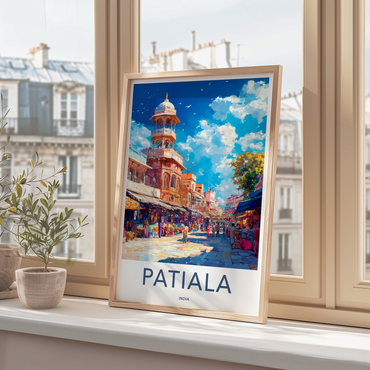 Patiala Poster - India Travel Art - Punjab Vibrant Bazaar Scene Home Decor