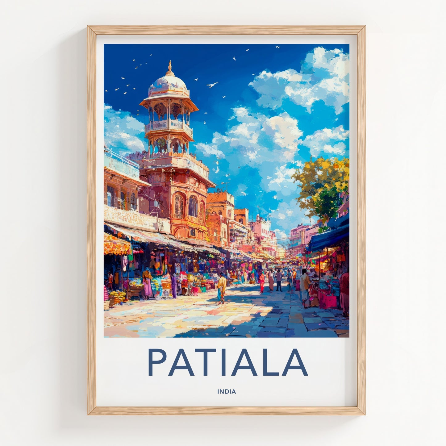 Patiala Poster - India Travel Art - Punjab Vibrant Bazaar Scene Home Decor