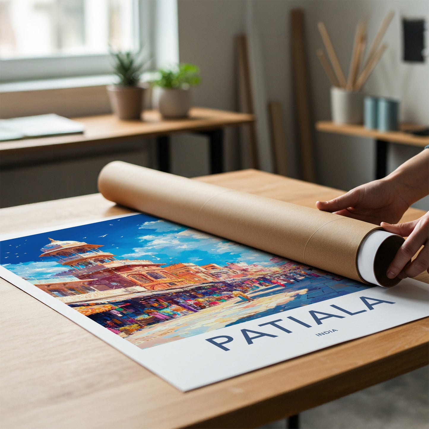 Patiala Poster - India Travel Art - Punjab Vibrant Bazaar Scene Home Decor