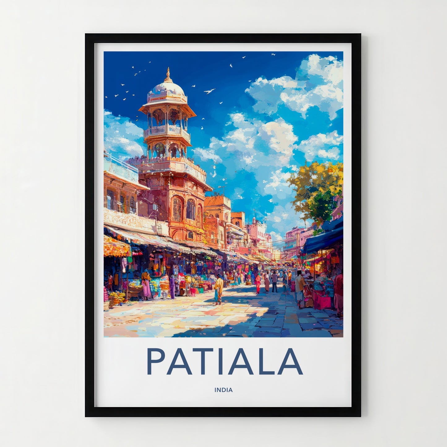 Patiala Poster - India Travel Art - Punjab Vibrant Bazaar Scene Home Decor