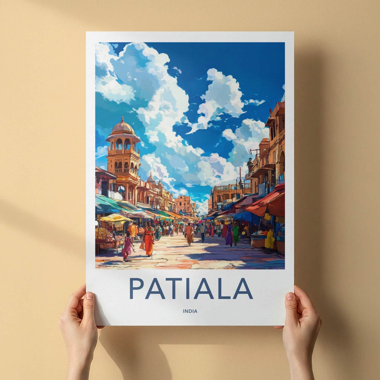 Patiala Poster - India Travel Art - Punjab Vibrant Market Scene Wall Decor