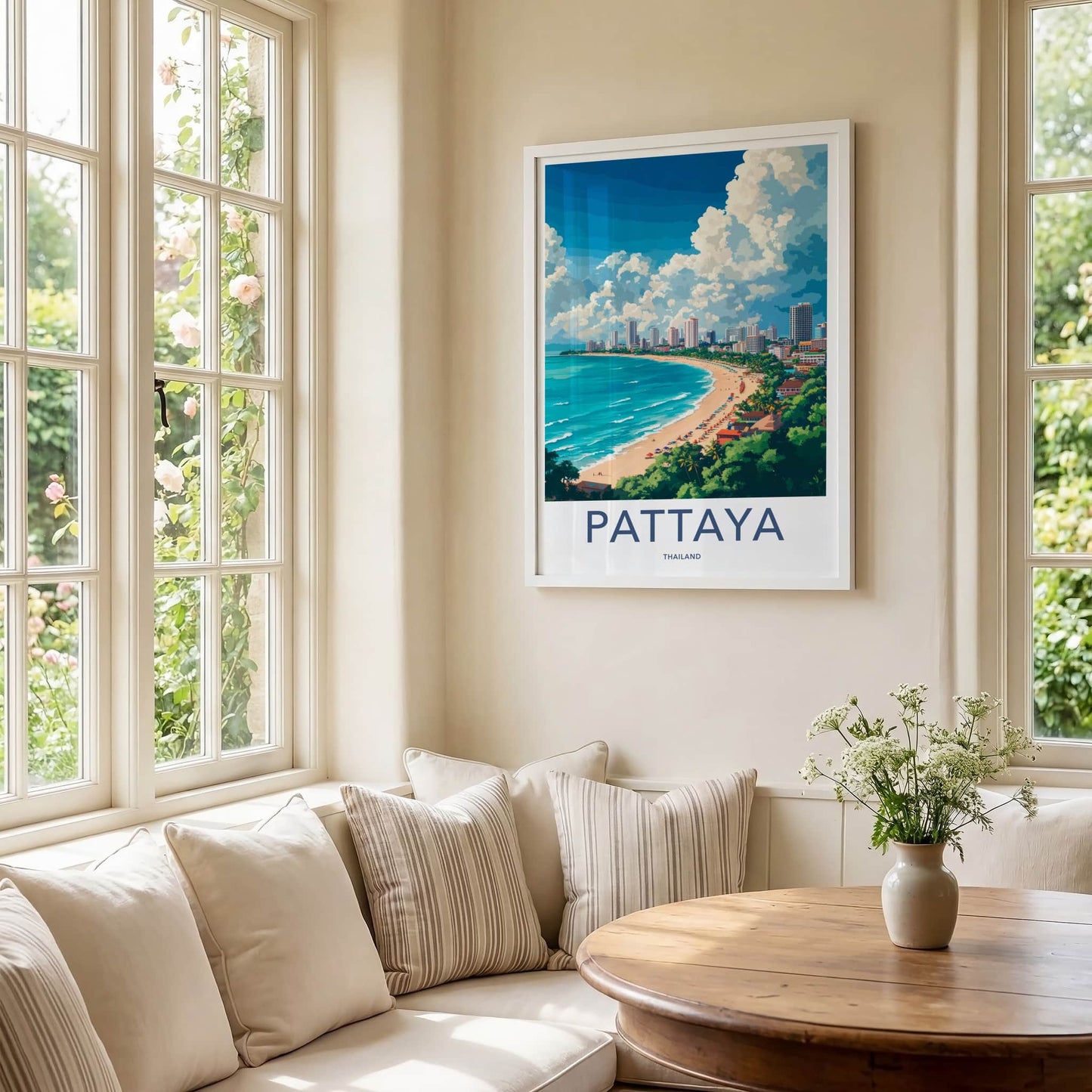 Pattaya Poster - Thailand Travel Art - Coastal City Scene Home Decor