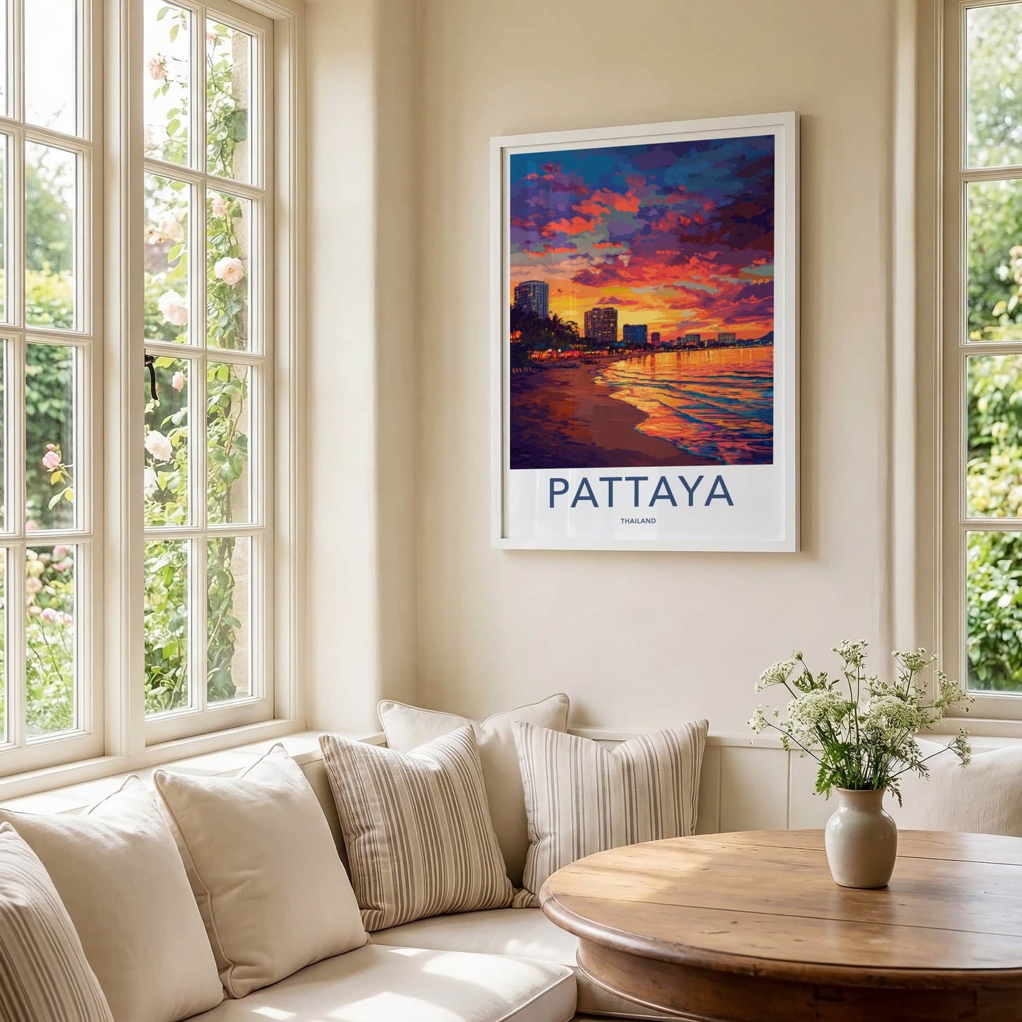 Pattaya Poster - Thailand Travel Art - Vibrant Beach Sunset Home Decor