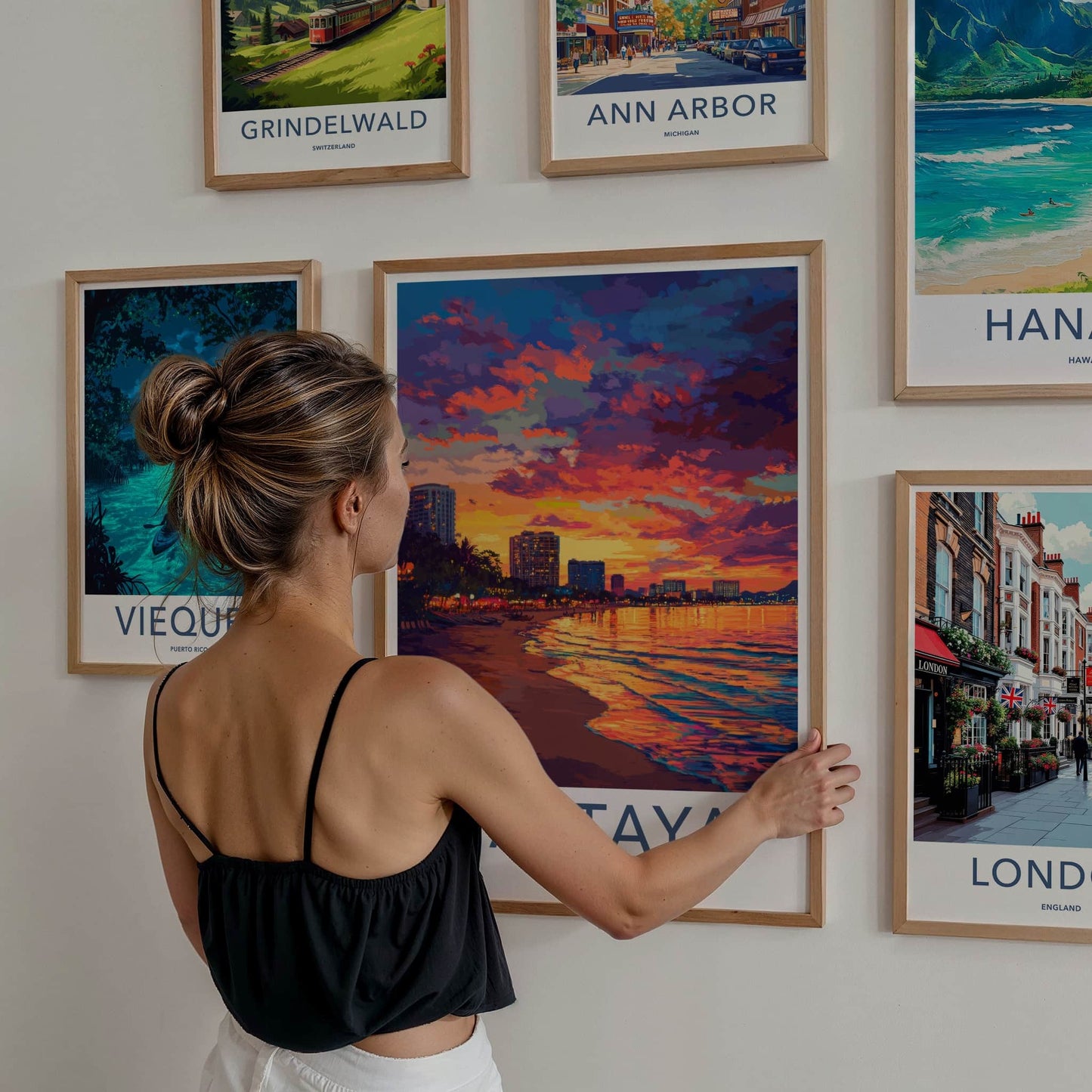 Pattaya Poster - Thailand Travel Art - Vibrant Beach Sunset Home Decor