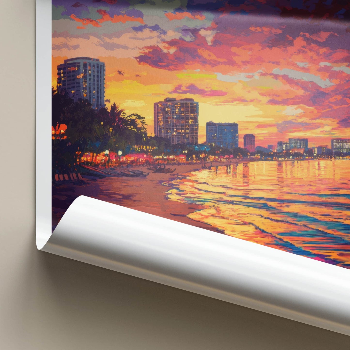 Pattaya Poster - Thailand Travel Art - Vibrant Beach Sunset Home Decor