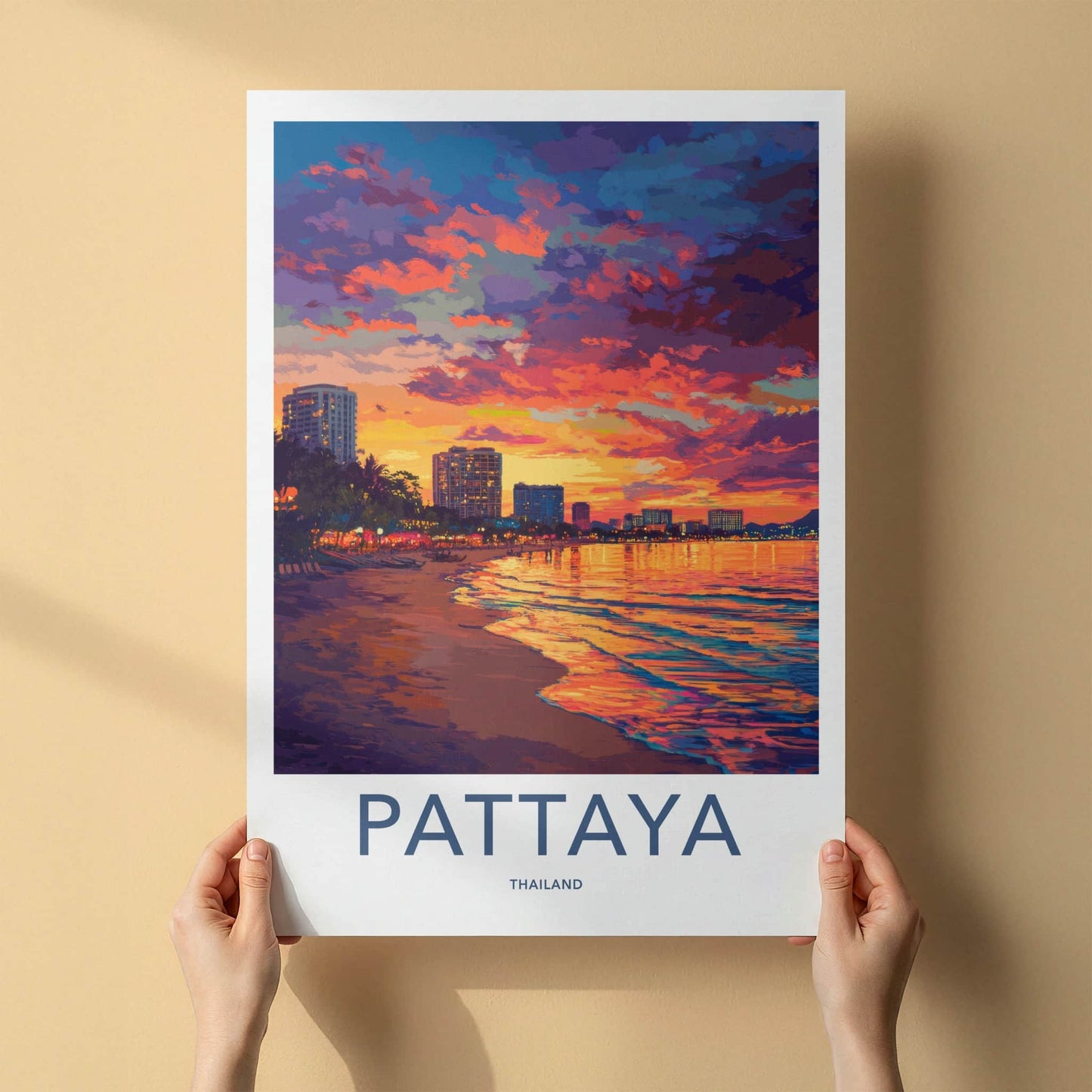 Pattaya Poster - Thailand Travel Art - Vibrant Beach Sunset Home Decor