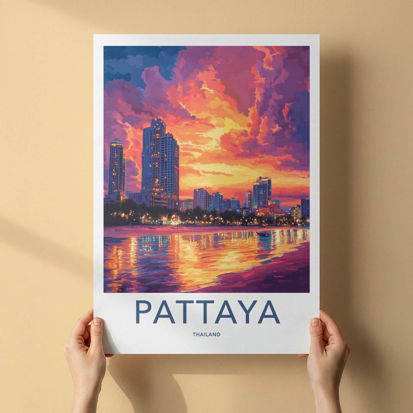 Pattaya Poster - Thailand Travel Art - Vibrant City Sunset Wall Decor