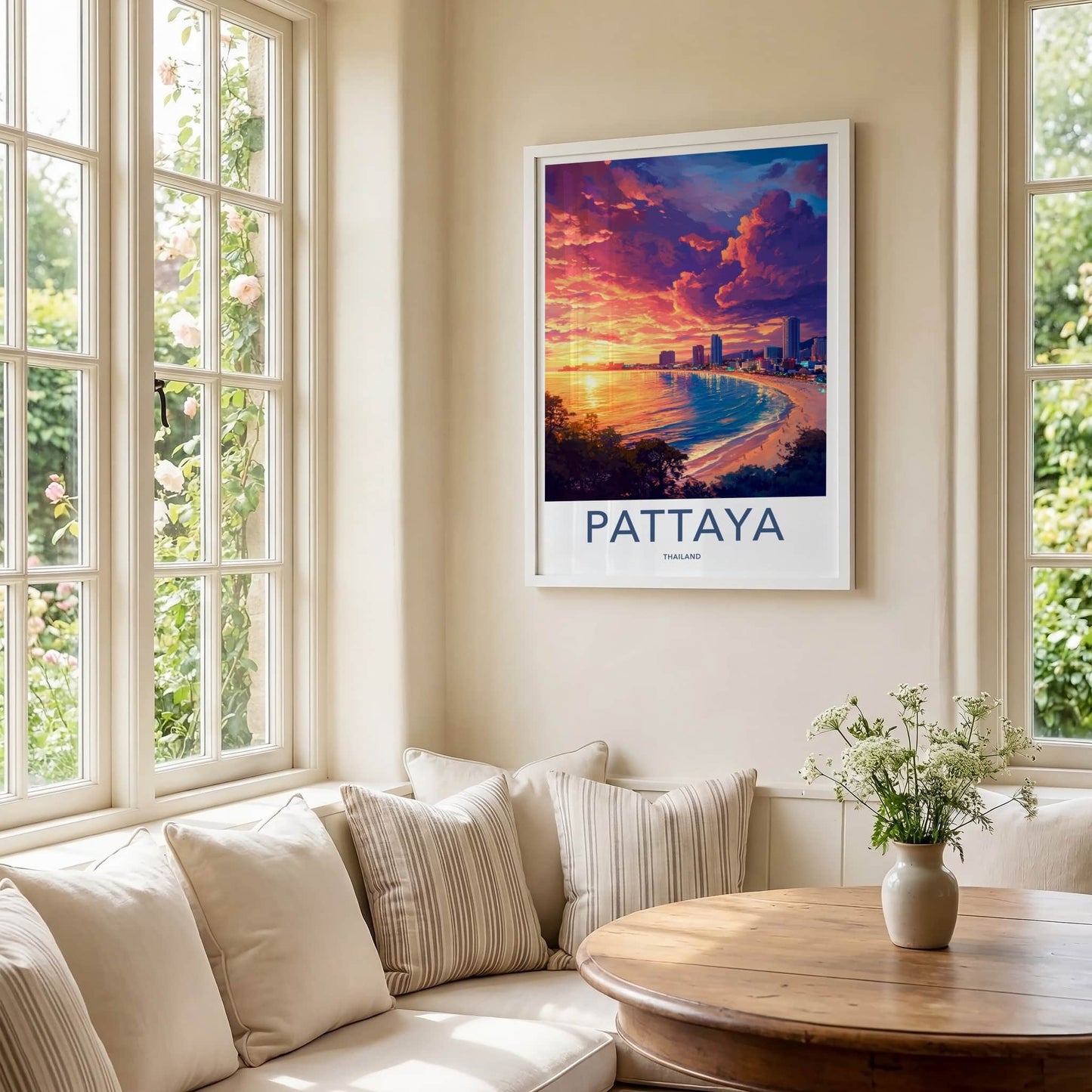 Pattaya Poster - Thailand Travel Art - Vibrant Coastal Sunset Wall Decor
