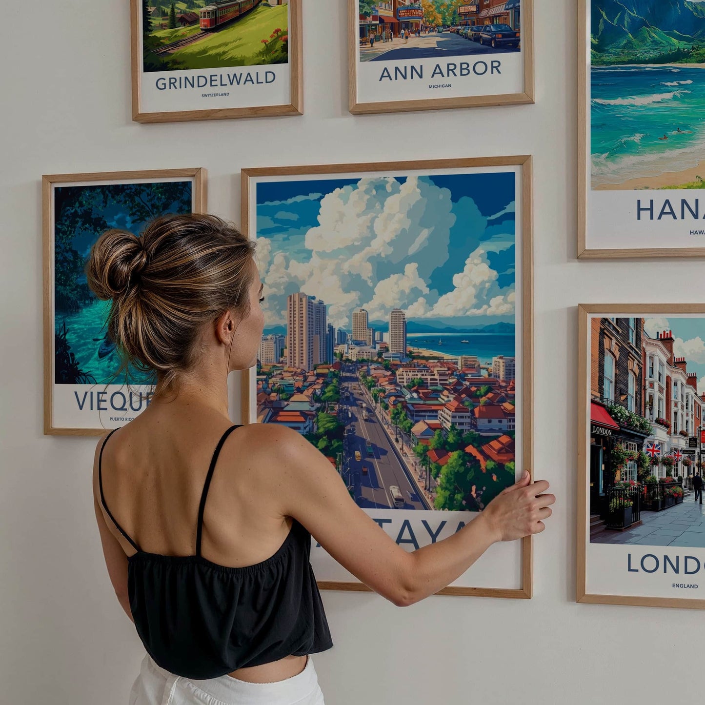 Pattaya Poster - Thailand Wall Art - Coastal Cityscape View Wall Decor