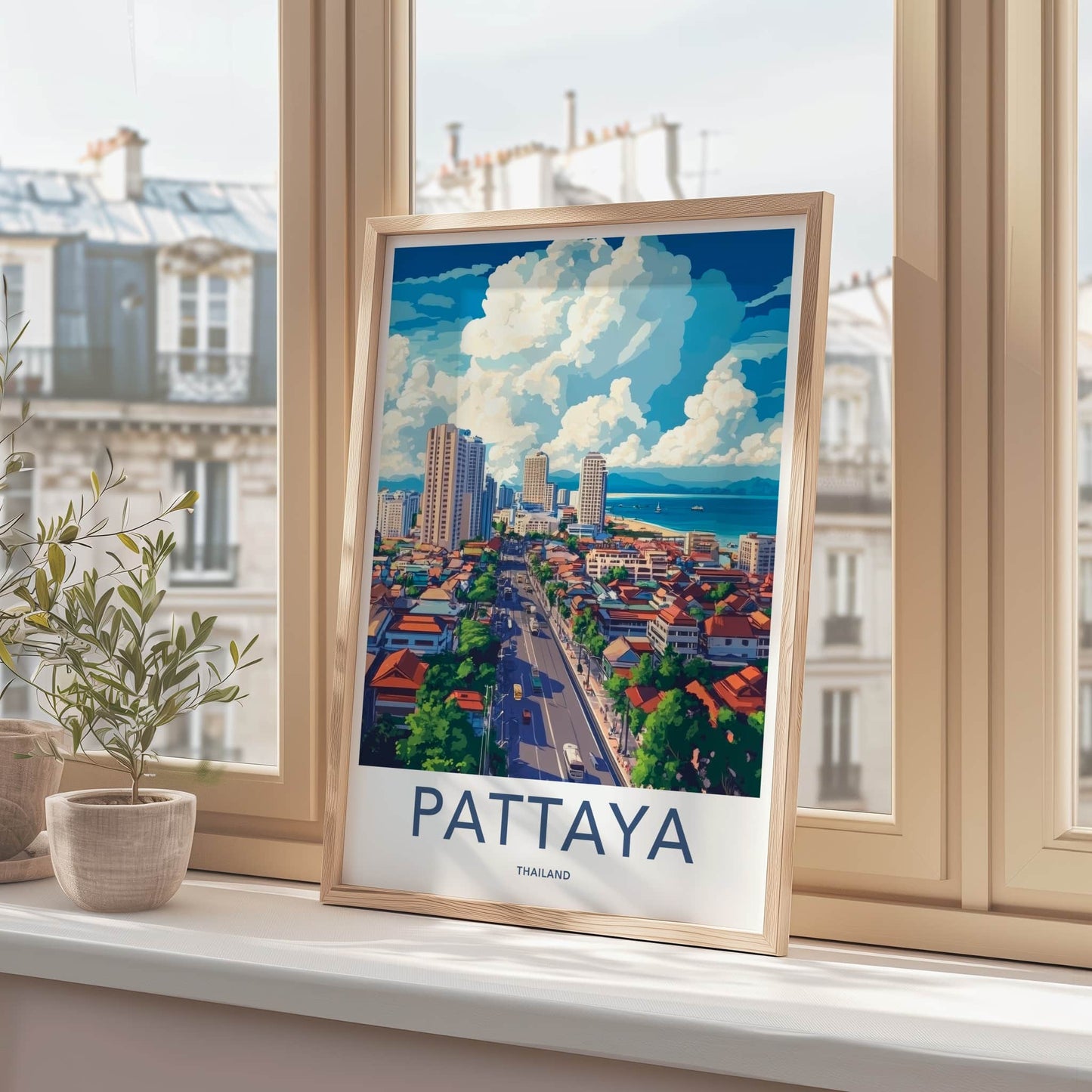 Pattaya Poster - Thailand Wall Art - Coastal Cityscape View Wall Decor