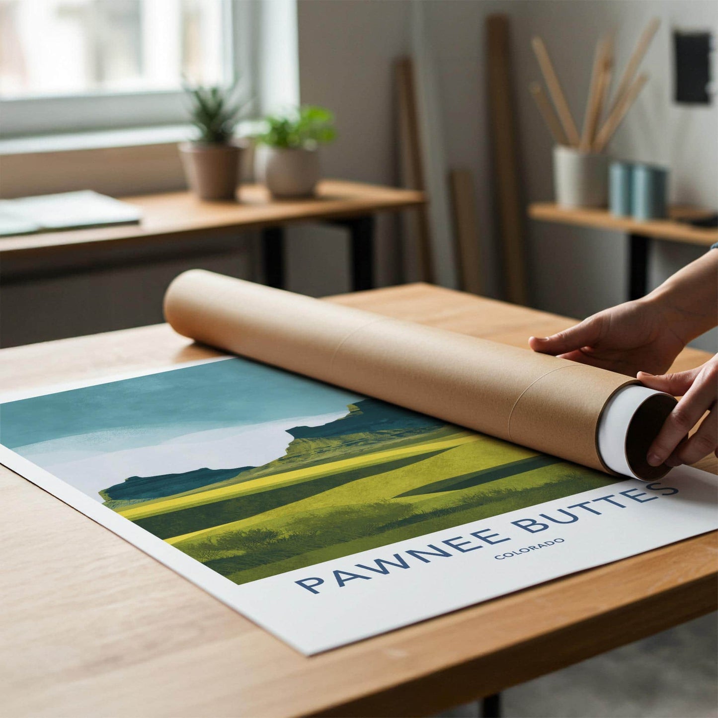 Pawnee Buttes Poster - Colorado Travel Art - Dramatic Butte Formation Home Decor