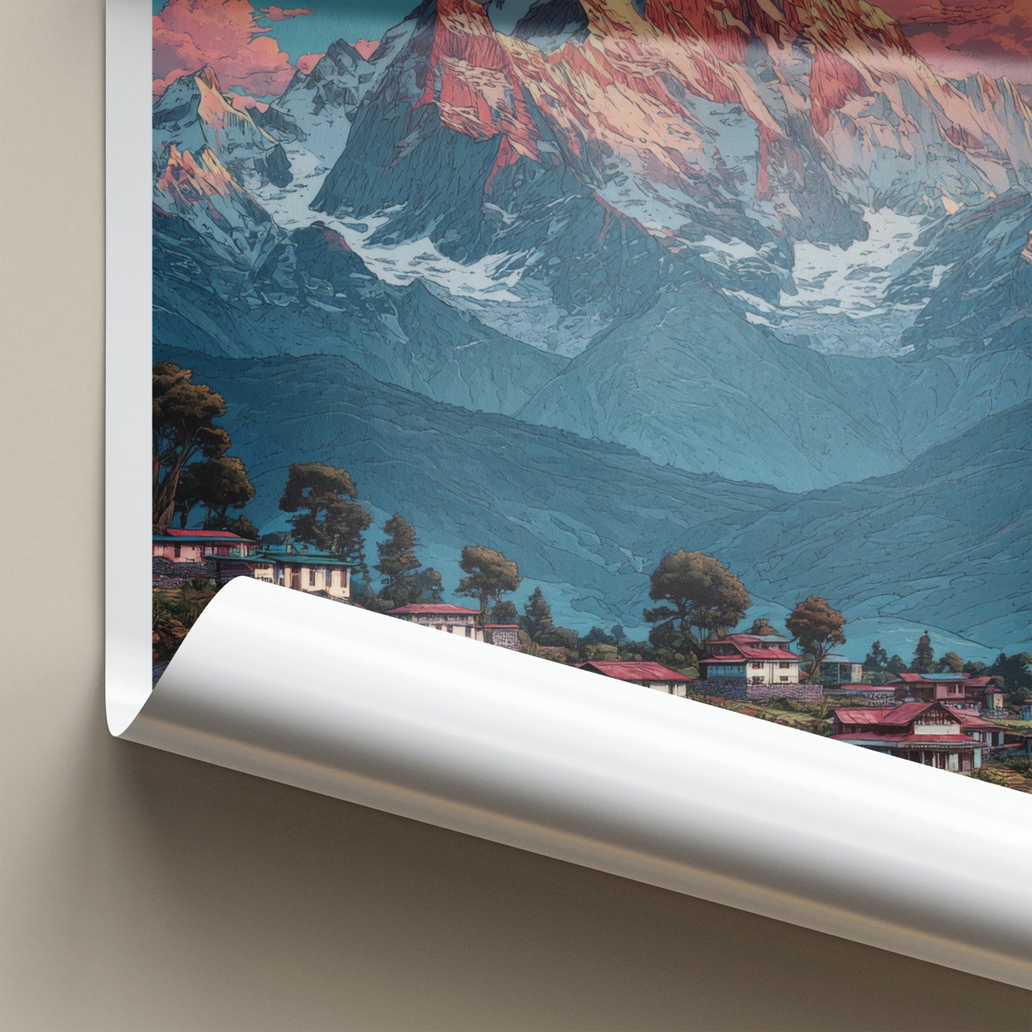 Pelling Poster - India Travel Art - Mountain Village Sunrise Home Decor