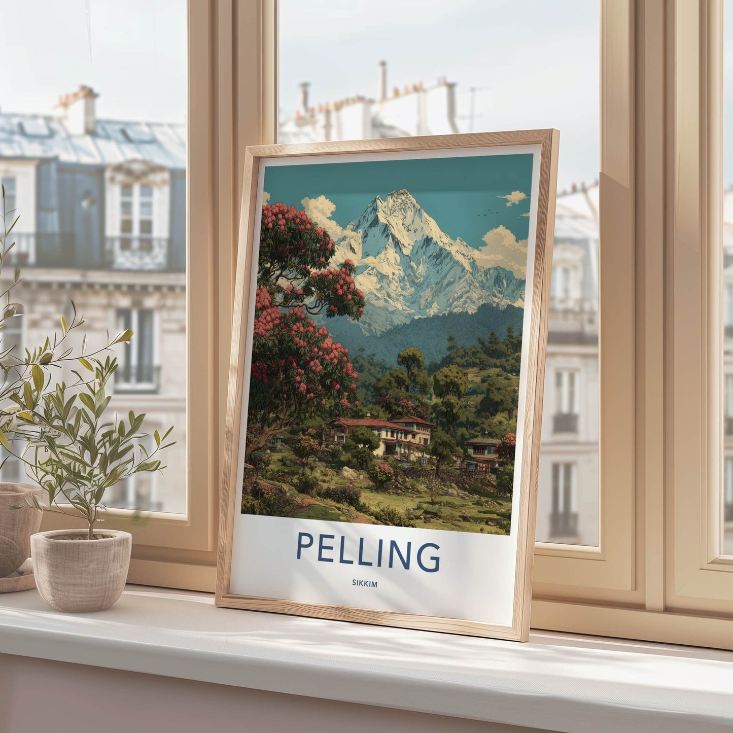 Pelling Poster - India Travel Art - Sikkim Mountain Scape Home Decor