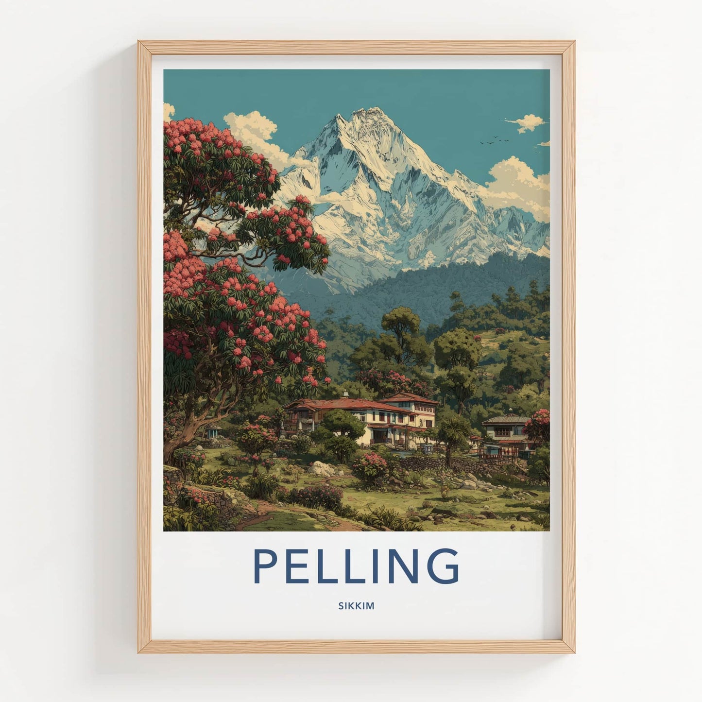 Pelling Poster - India Travel Art - Sikkim Mountain Scape Home Decor